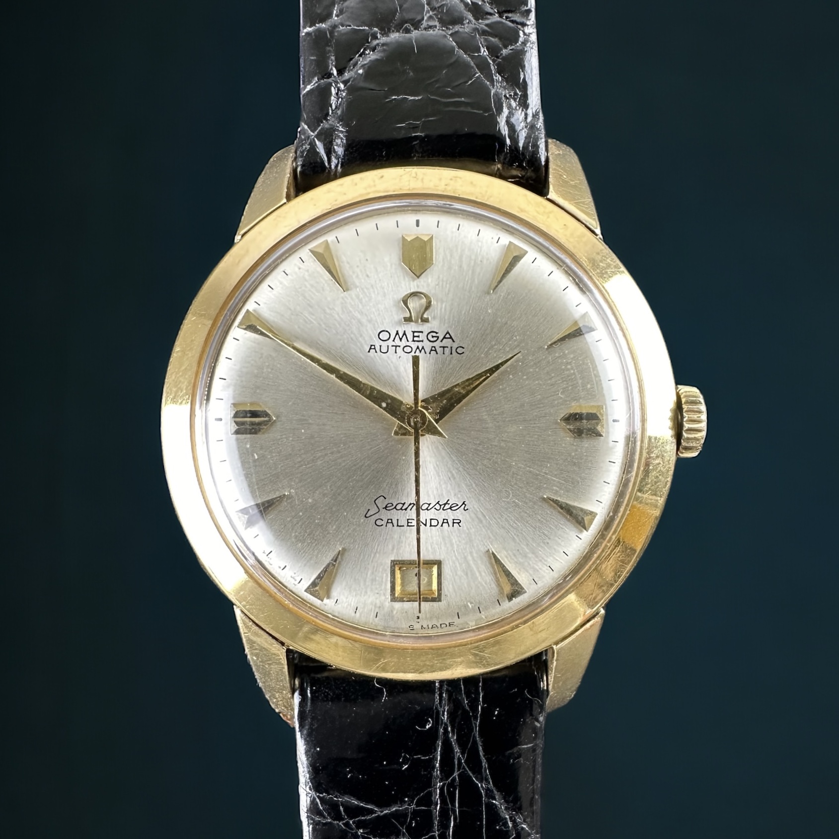 Vintage Omega Seamaster Calendar Bumper 18k Solid Yellow Gold 2627 SC - 34mm - 1950