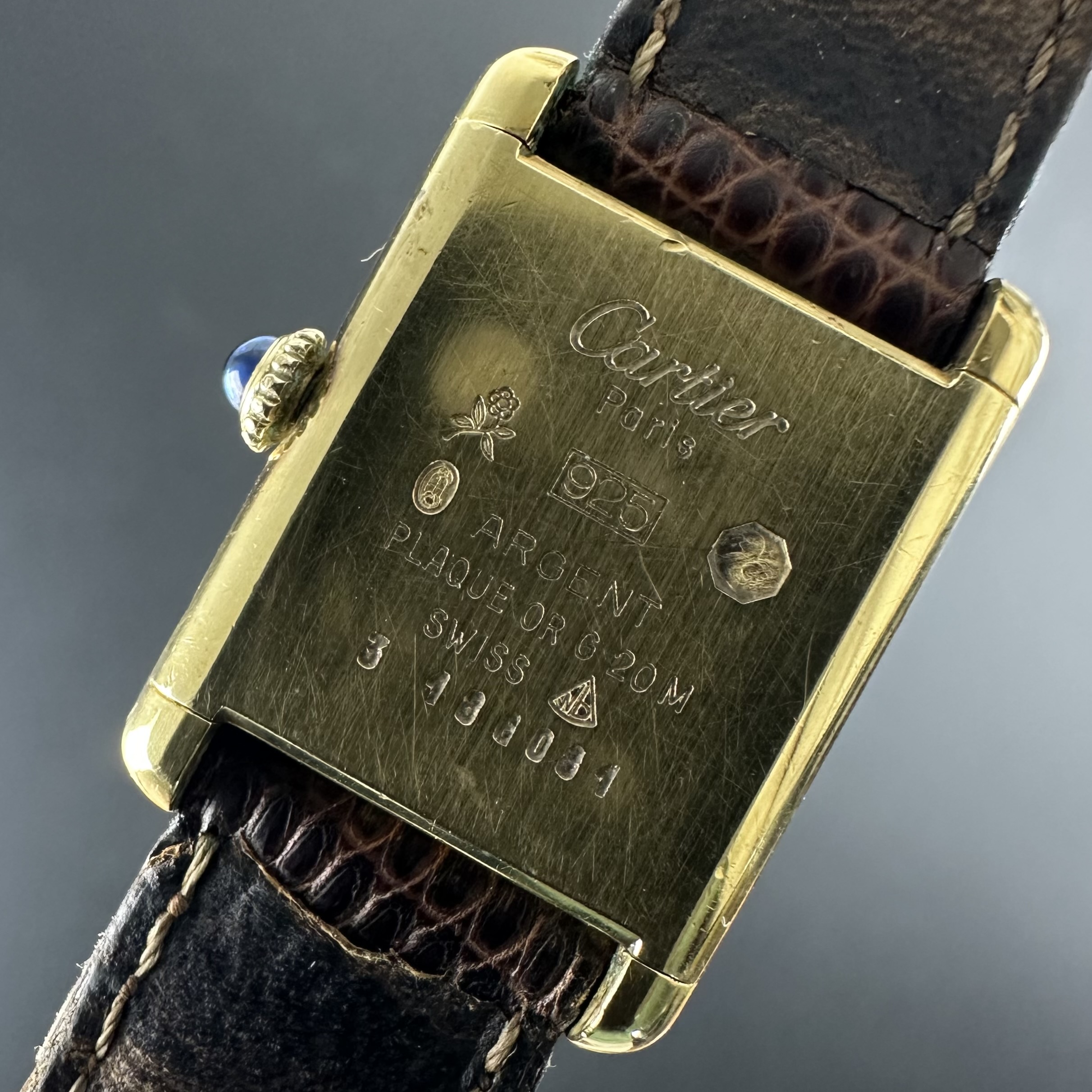 Vintage Cartier Tank Vermeil Must SM Lady Wood Dial 20,5mm - 1990s