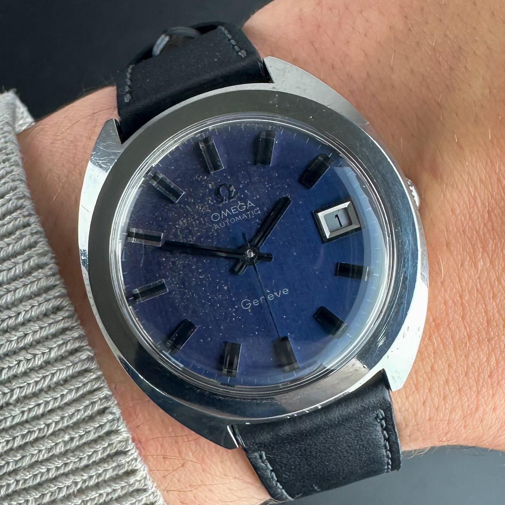 Vintage Omega Genève Blue Dial Patina Japanese Market model 166.721 - 37,5mm - 1970