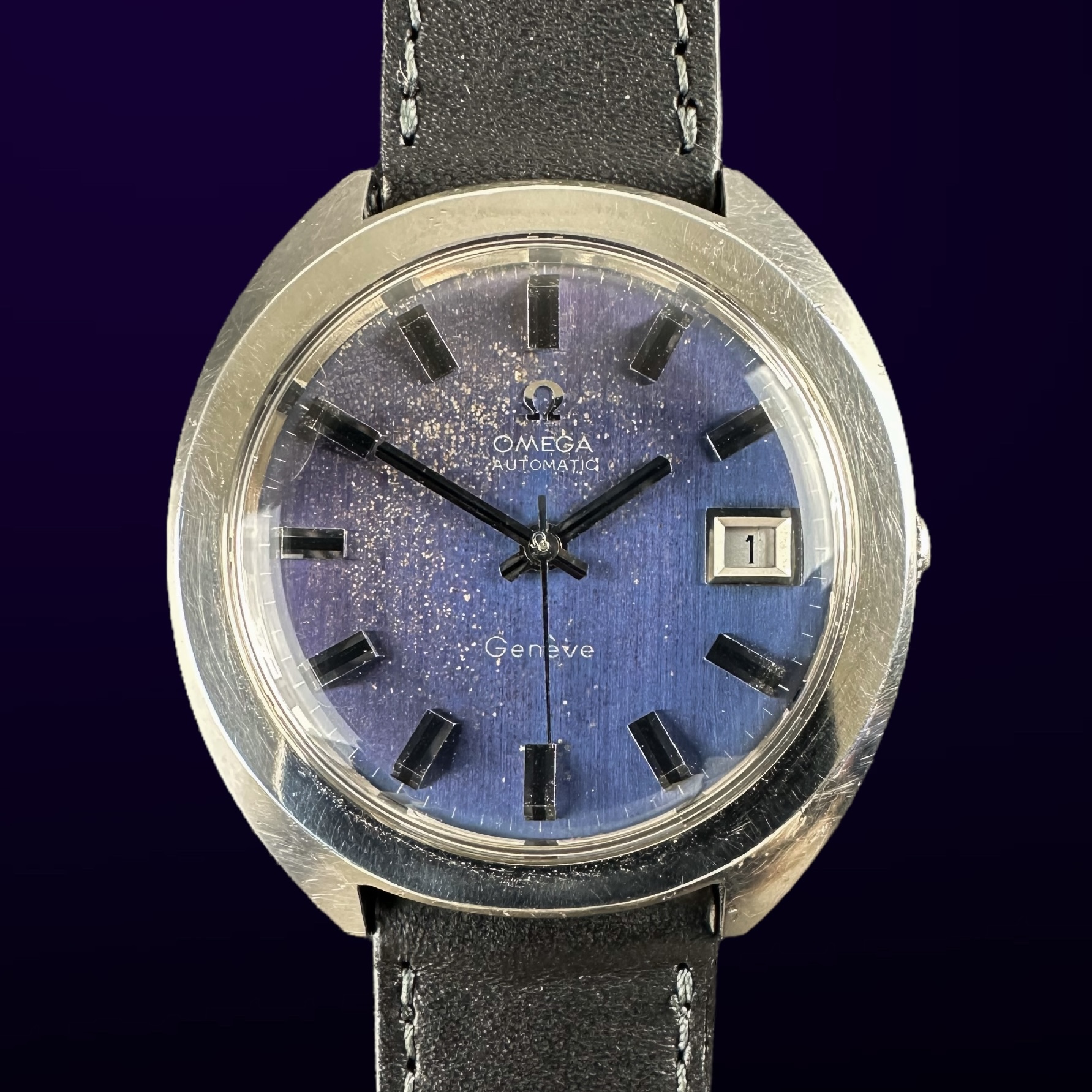 Vintage Omega Genève Blue Dial Patina Japanese Market model 166.721 - 37,5mm - 1970