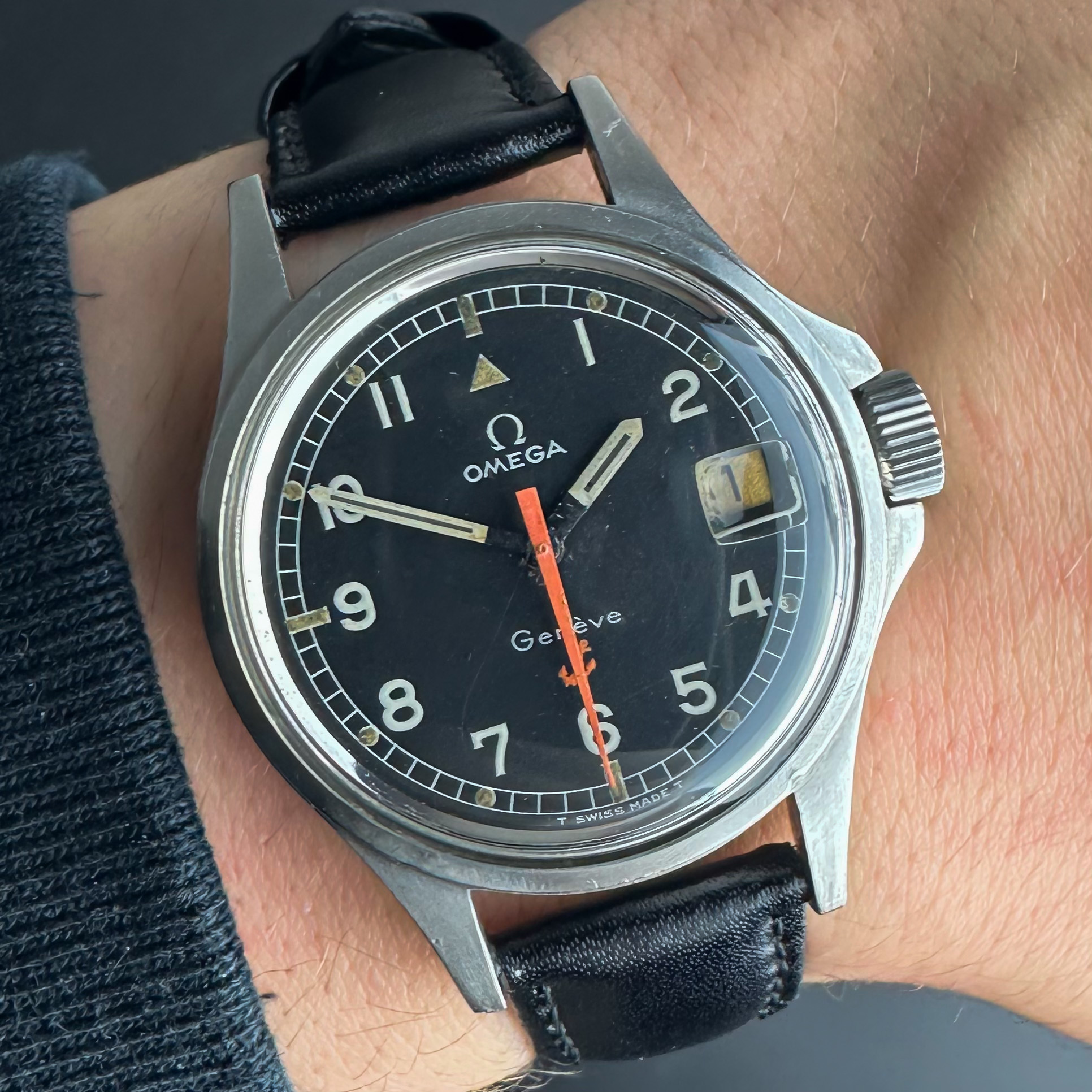 Vintage Omega Genève Admiralty Anchor Black Dial 166.038 - 35mm - 1969