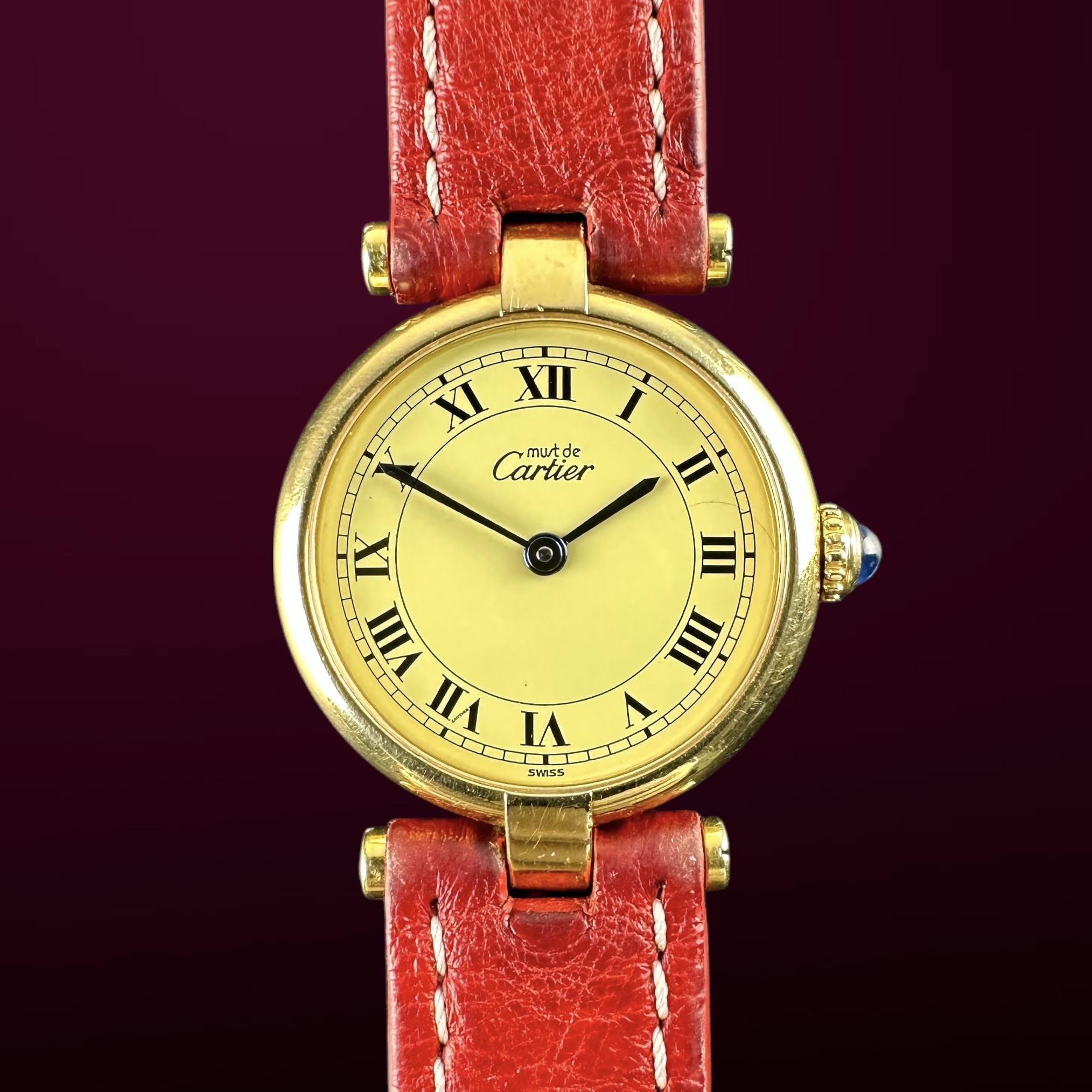 Vintage Cartier Vermeil Must Round case SM Lady 590004 - 24mm - 1990s