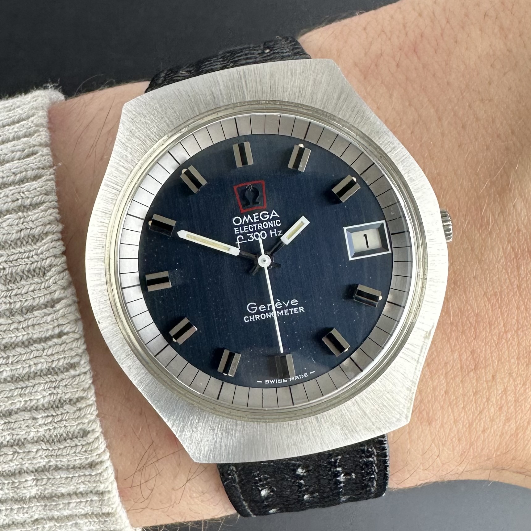 Vintage Omega Electronic F300Hz Genève Chronometer Blue dial 198.021 - 40mm - 1972 - MINT