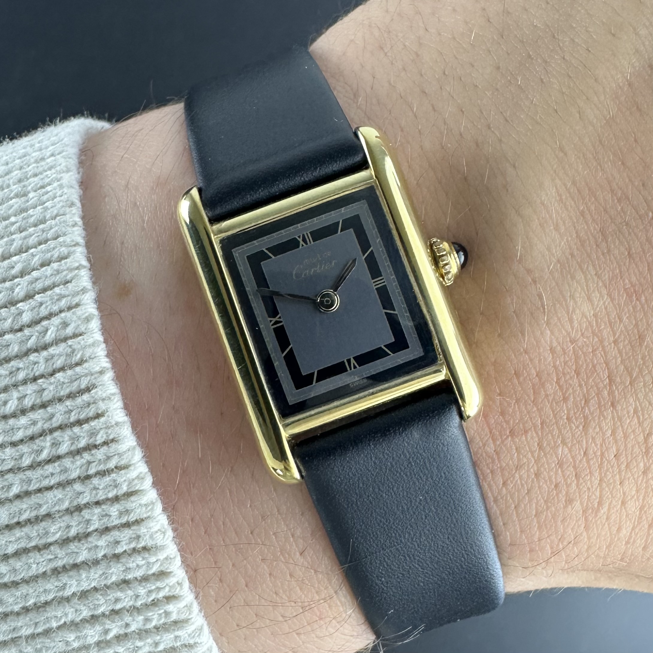 Vintage Cartier Tank Vermeil Grey Roman Dial Quartz SM Lady Small size 5057001 - 20,5mm - 1990s
