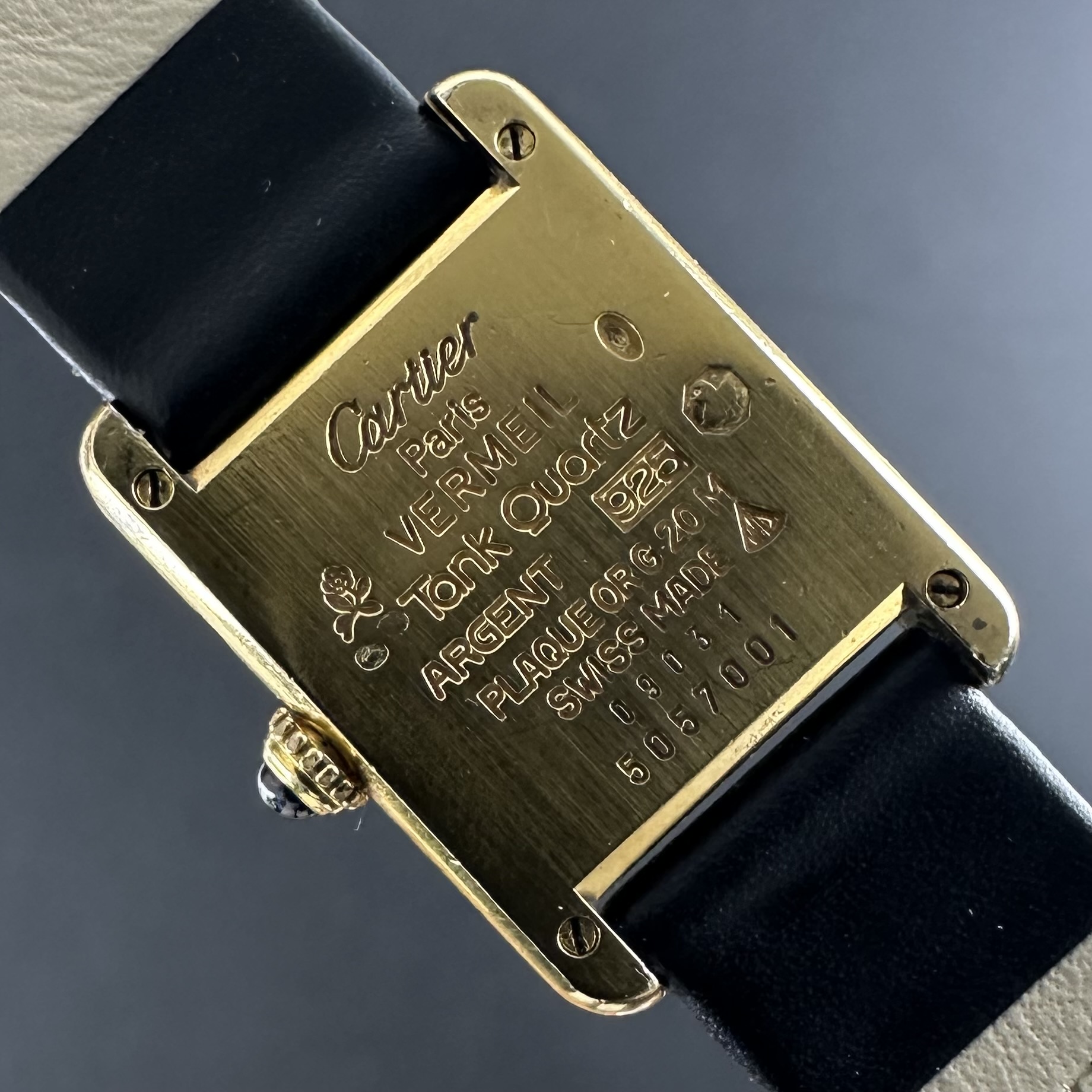 Vintage Cartier Tank Vermeil Grey Roman Dial Quartz SM Lady Small size 5057001 - 20,5mm - 1990s