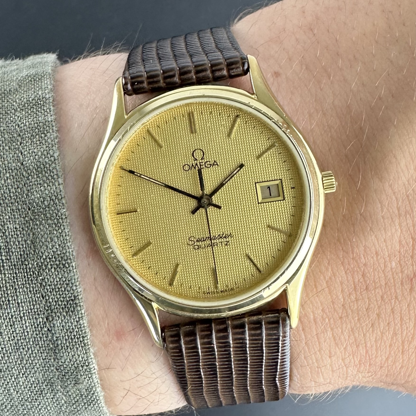Vintage Omega Seamaster Quartz Tapisserie dial 196.0251 - 33mm - 1982