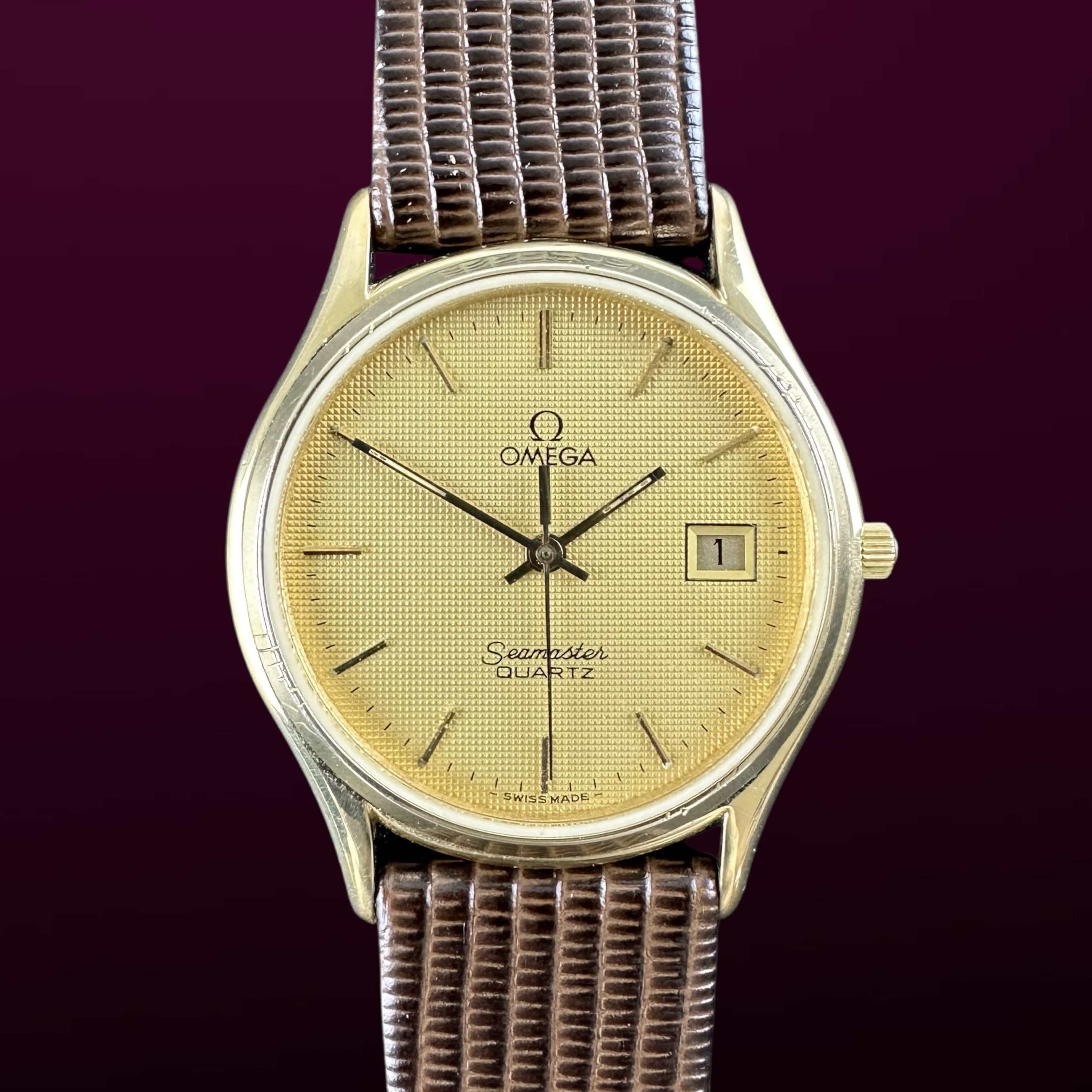 Vintage Omega Seamaster Quartz Tapisserie dial 196.0251 - 33mm - 1982