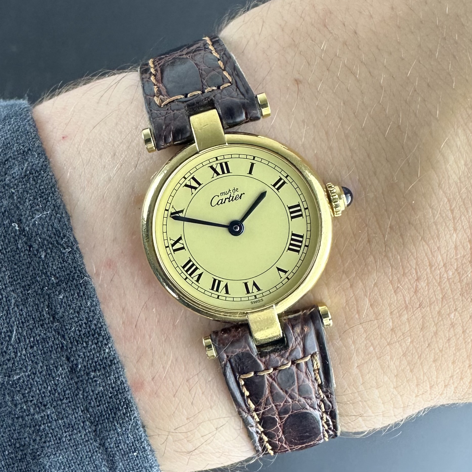 Vintage Cartier Vermeil Mantel Tank Quartz SM Lady 590004 - 24mm - 1990s