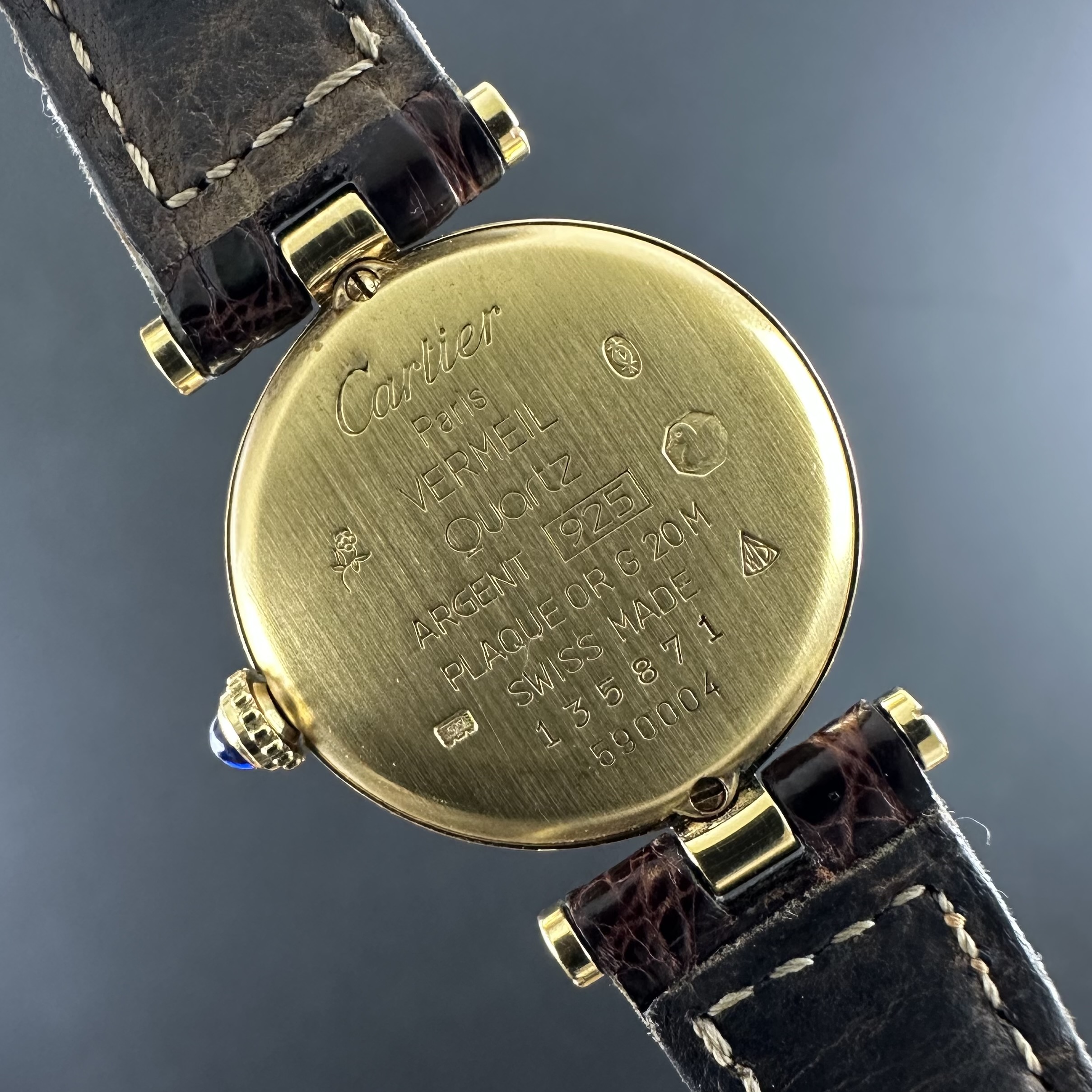 Vintage Cartier Vermeil Mantel Tank Quartz SM Lady 590004 - 24mm - 1990s