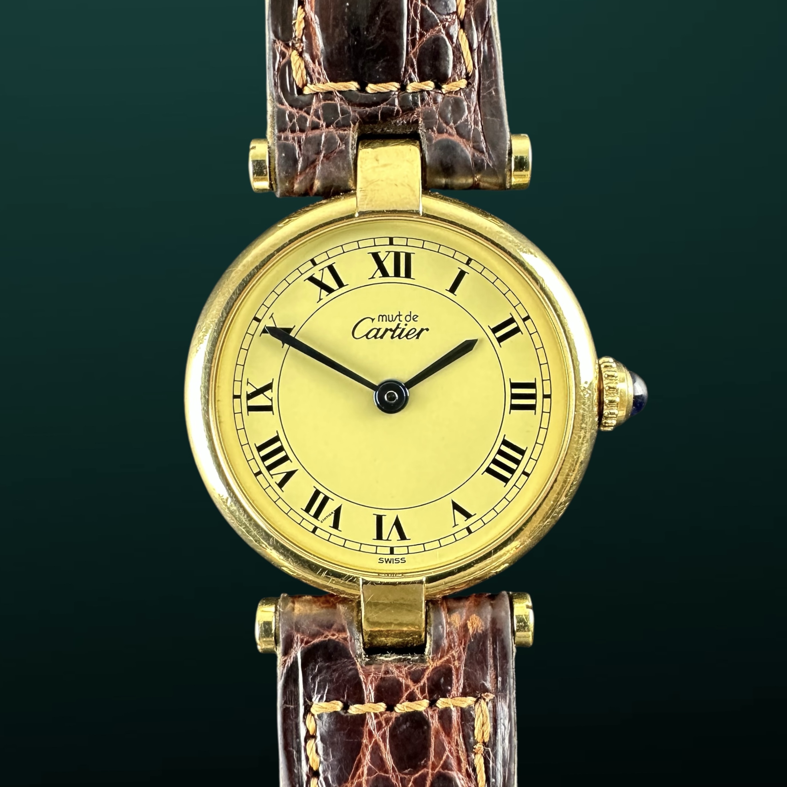 Vintage Cartier Vermeil Mantel Tank Quartz SM Lady 590004 - 24mm - 1990s