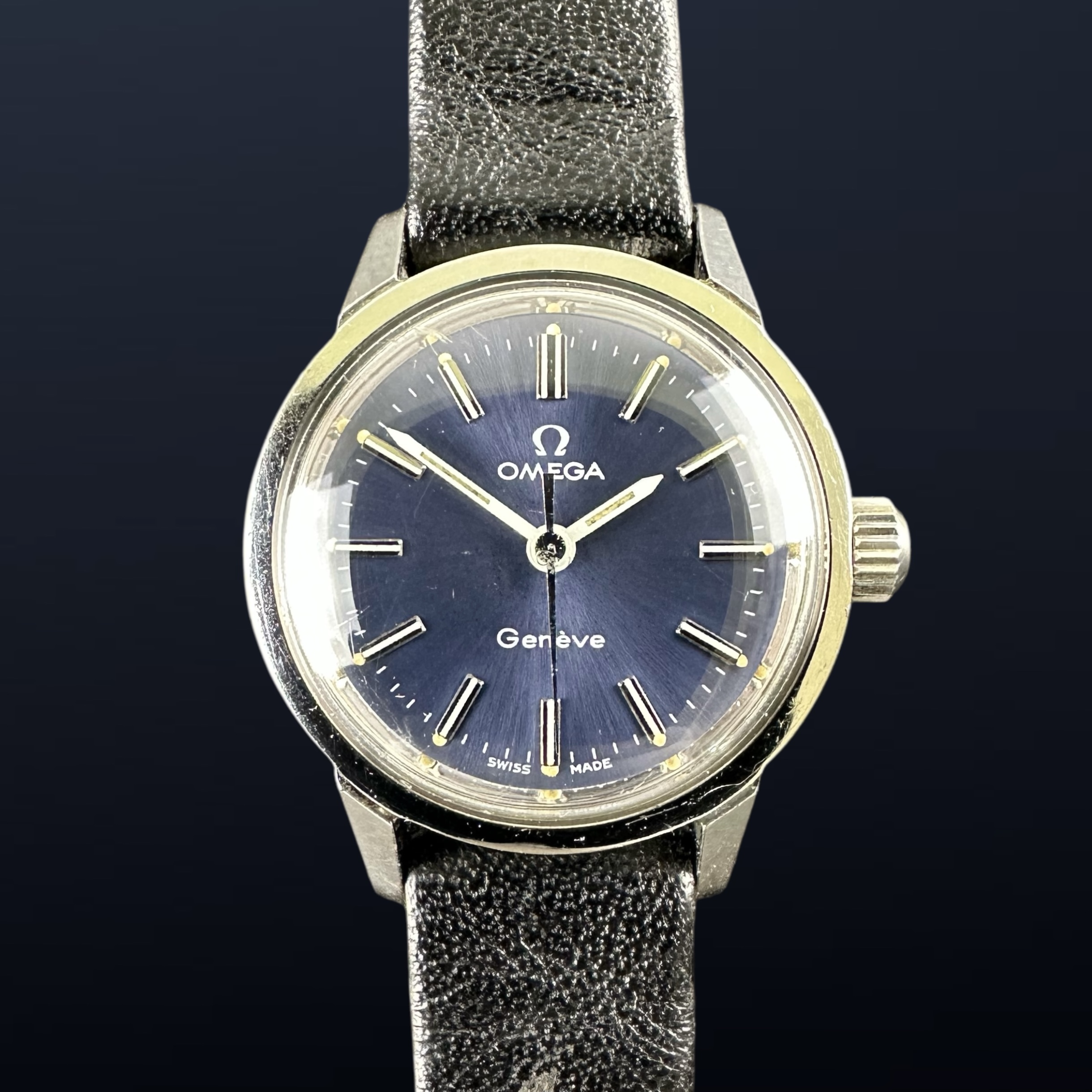 Vintage Omega Genève Lady Blue Dial Manual Wind 535.025 - 22mm - 1971 + Box