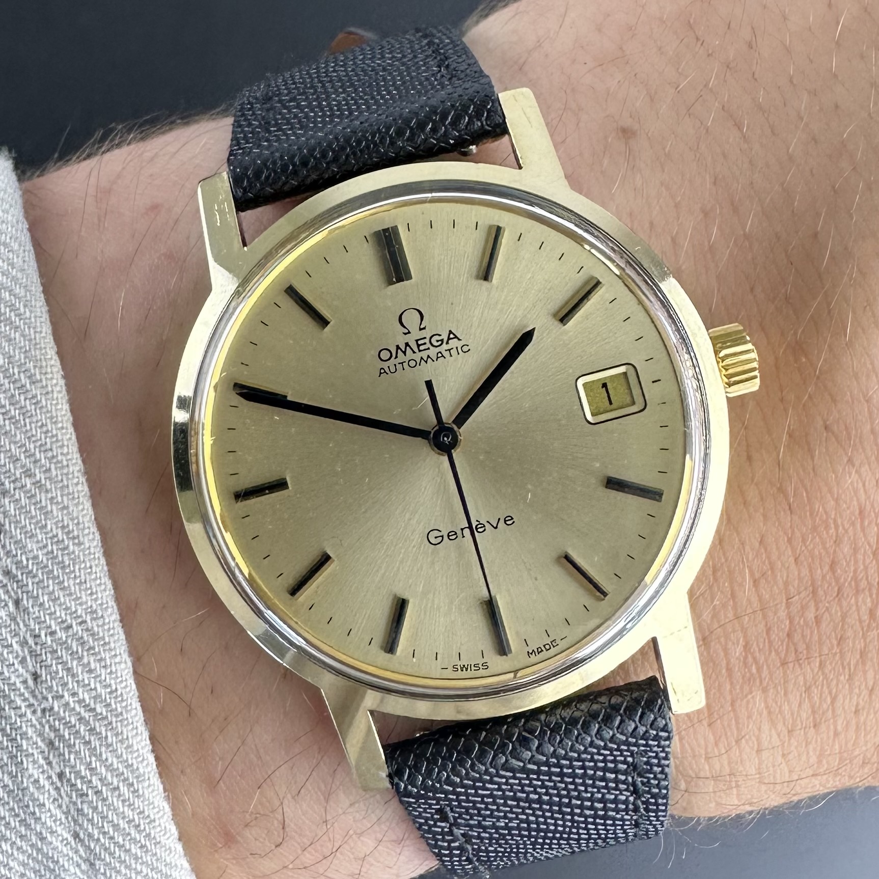 Vintage Omega Genève Automatic 14k Solid Yellow Gold 166.163 - 34,5mm - 1973
