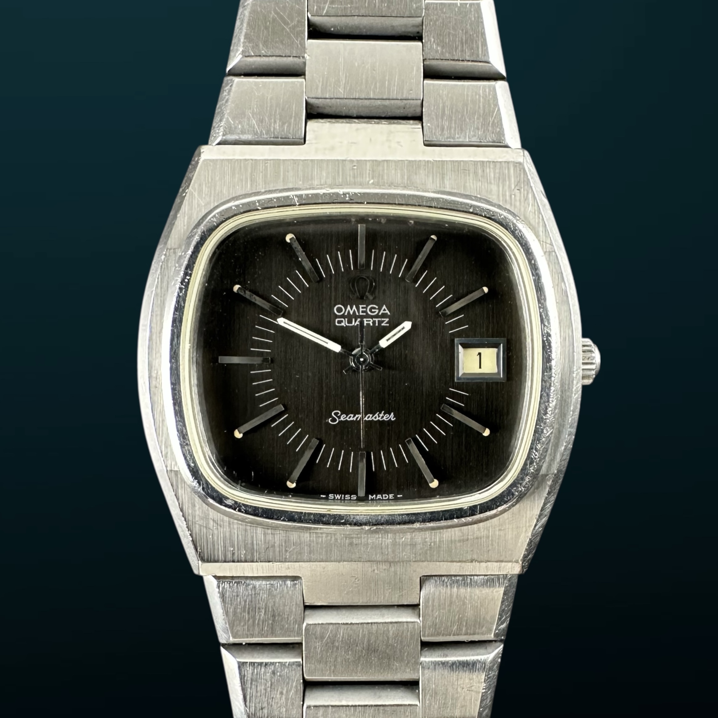 Vintage Omega Seamaster Quartz Anthracite TV dial 196.0090 - 37mm - 1976