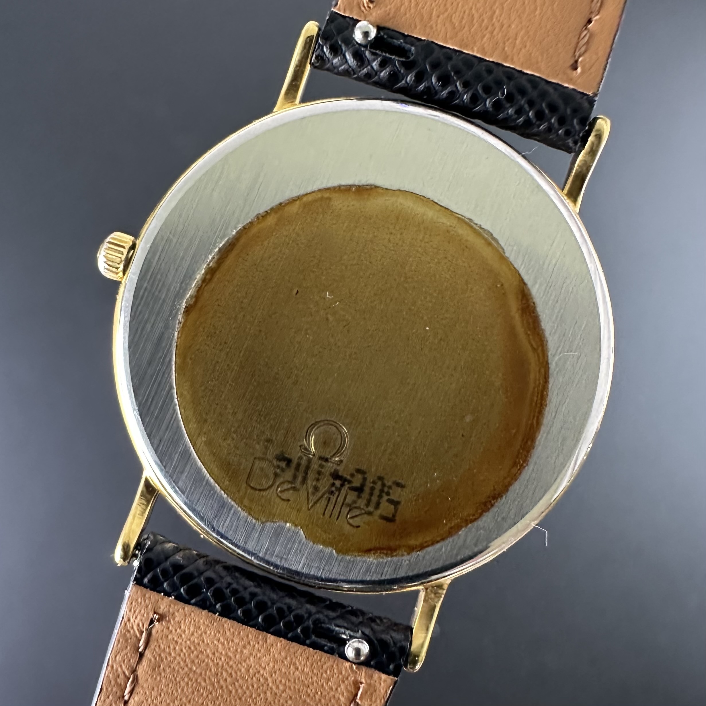Vintage Omega De Ville Black dial Gold Plated Quartz 195.0075.2 - 32,5mm - 1986