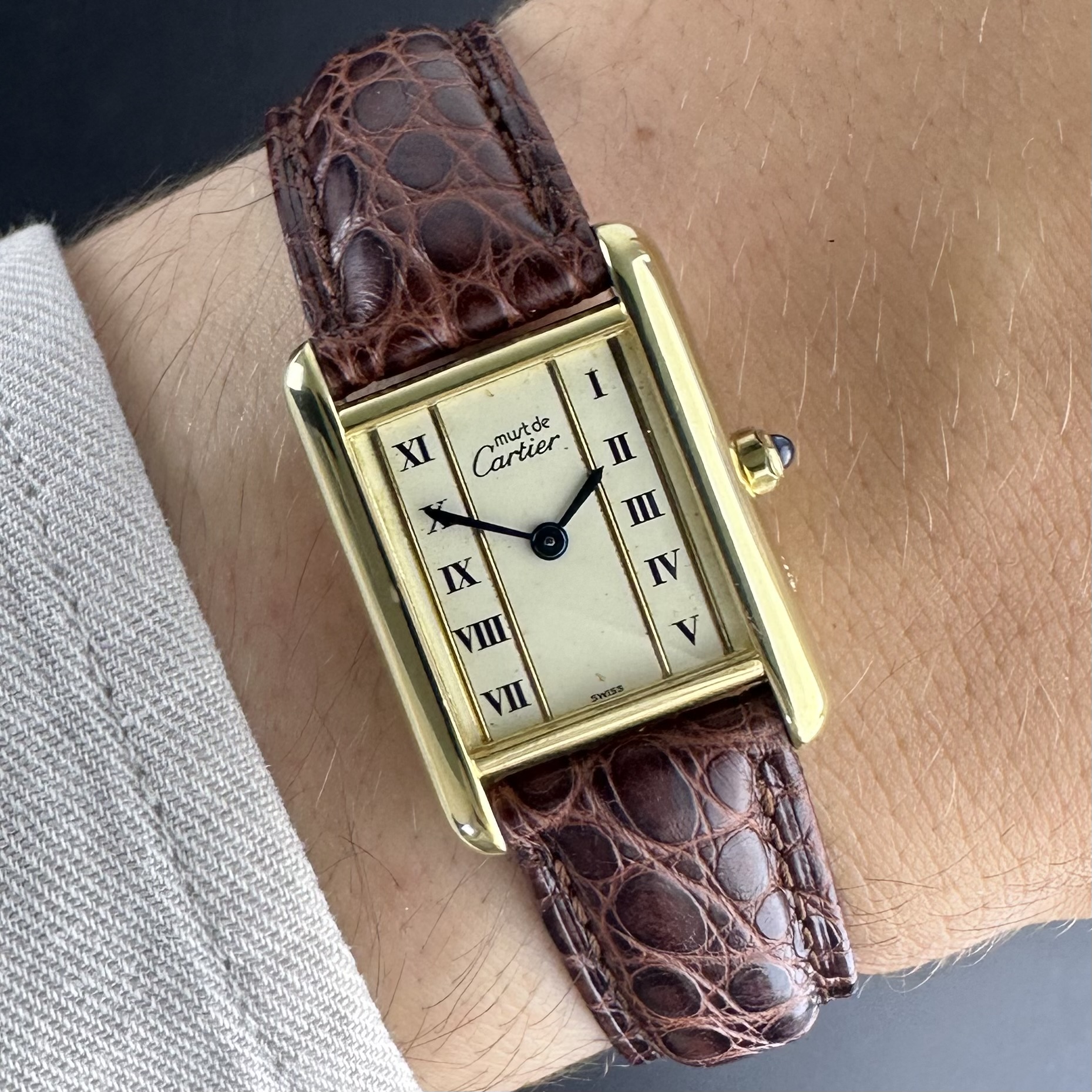 Vintage Cartier Tank Vermeil SM Lady Ivory dial 366001 - 20,5mm - 1990s