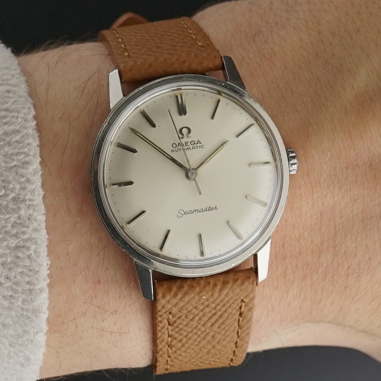 Vintage Omega Seamaster Automatic White Sunburst 165.002 - 34,5mm - 1965