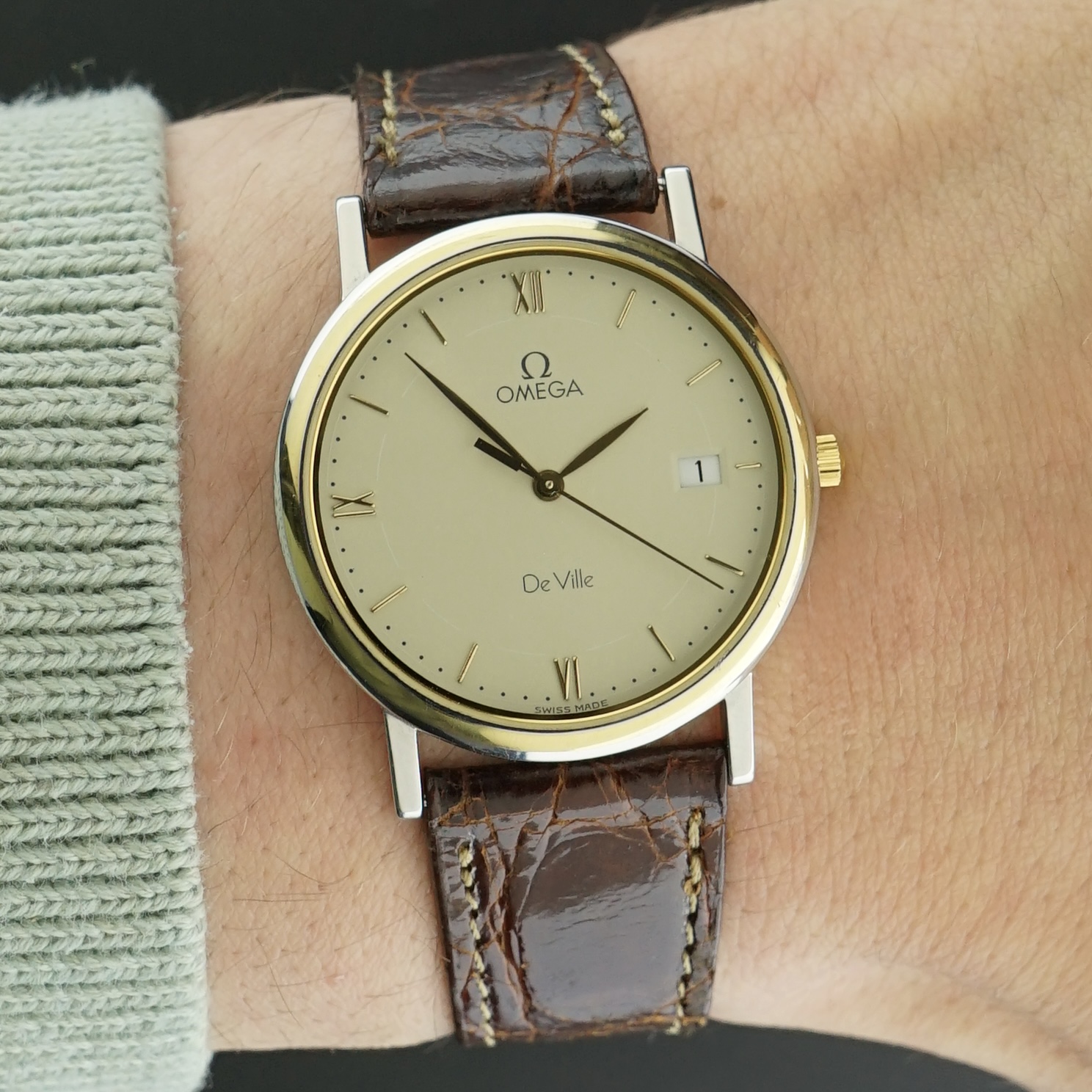 Vintage Omega De Ville Quartz Gold Plated Bezel 196.2430 - 32,5mm - 1991