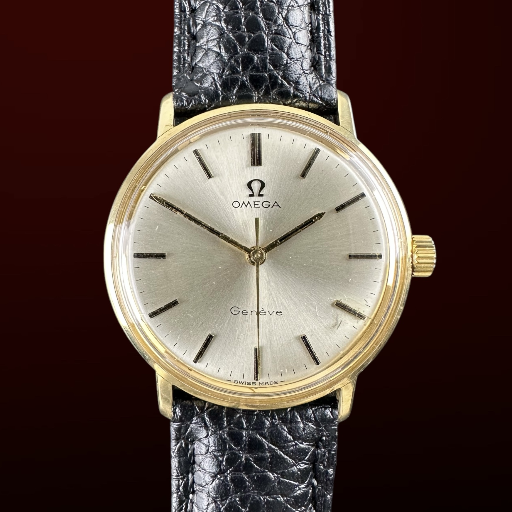 OMEGA Geneve ゴールド腕時計 オメガ/ジュネーヴ/クロスラインゴールドダイヤル/18KYG/手巻き