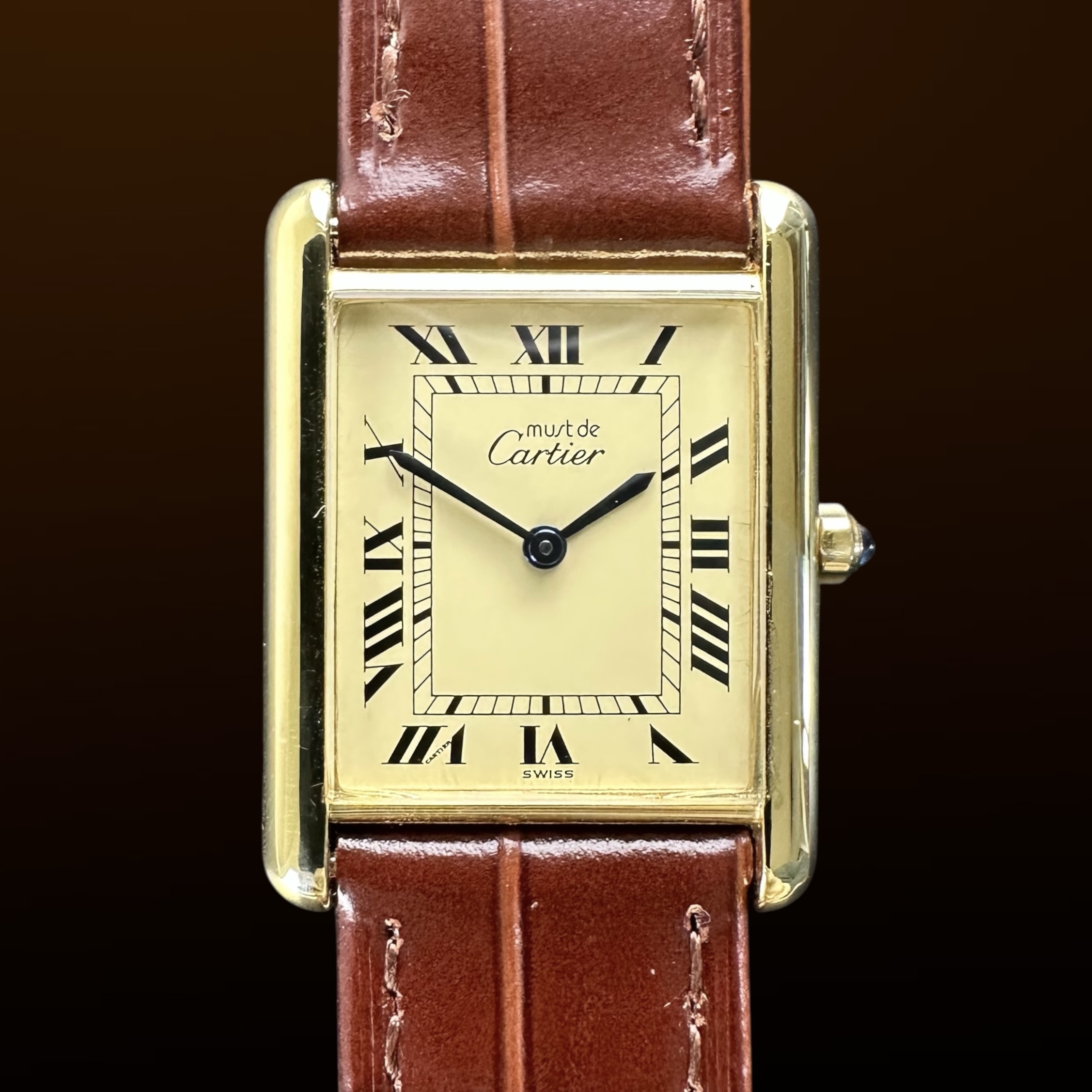 Vintage Cartier Tank Vermeil LM Large Quartz 681008 - 23mm - 1990s + Box Papers