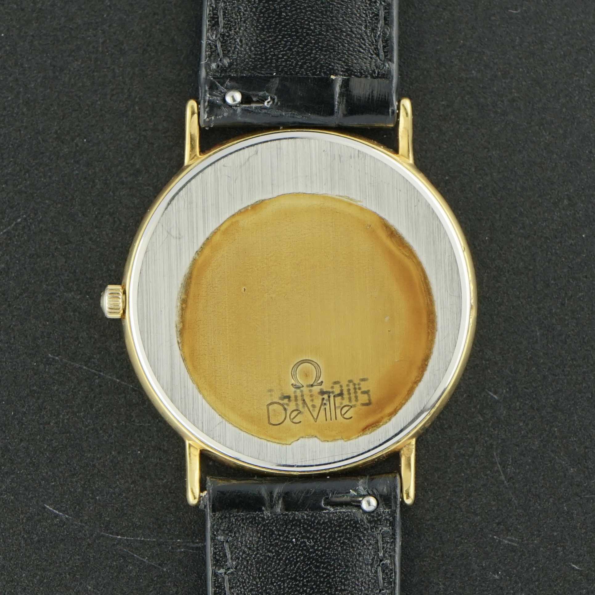 Vintage Omega De Ville Black dial Gold Plated Quartz 195.0075.2 - 32,5mm - 1986