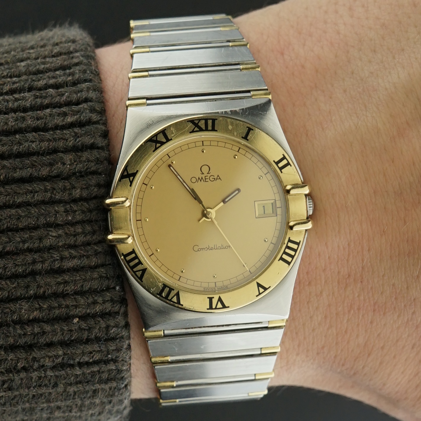 Vintage Omega Constellation Date Quartz 18k Gold Bezel 396.1070.1 - 32,5mm - 1993