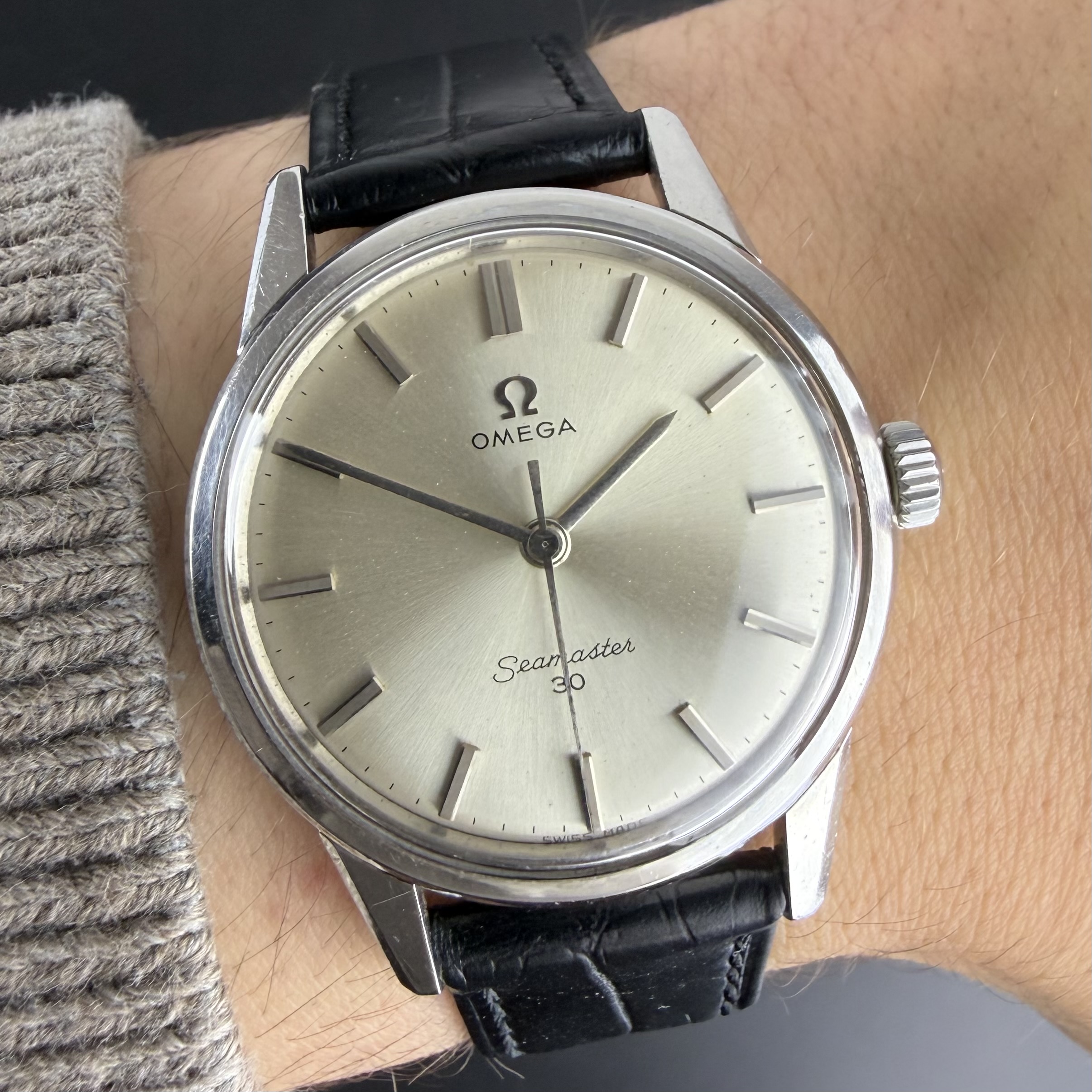 Vintage Omega Seamaster 30 Manual Wind White Sunburst 135.006-63  CSP - 35mm - 1963