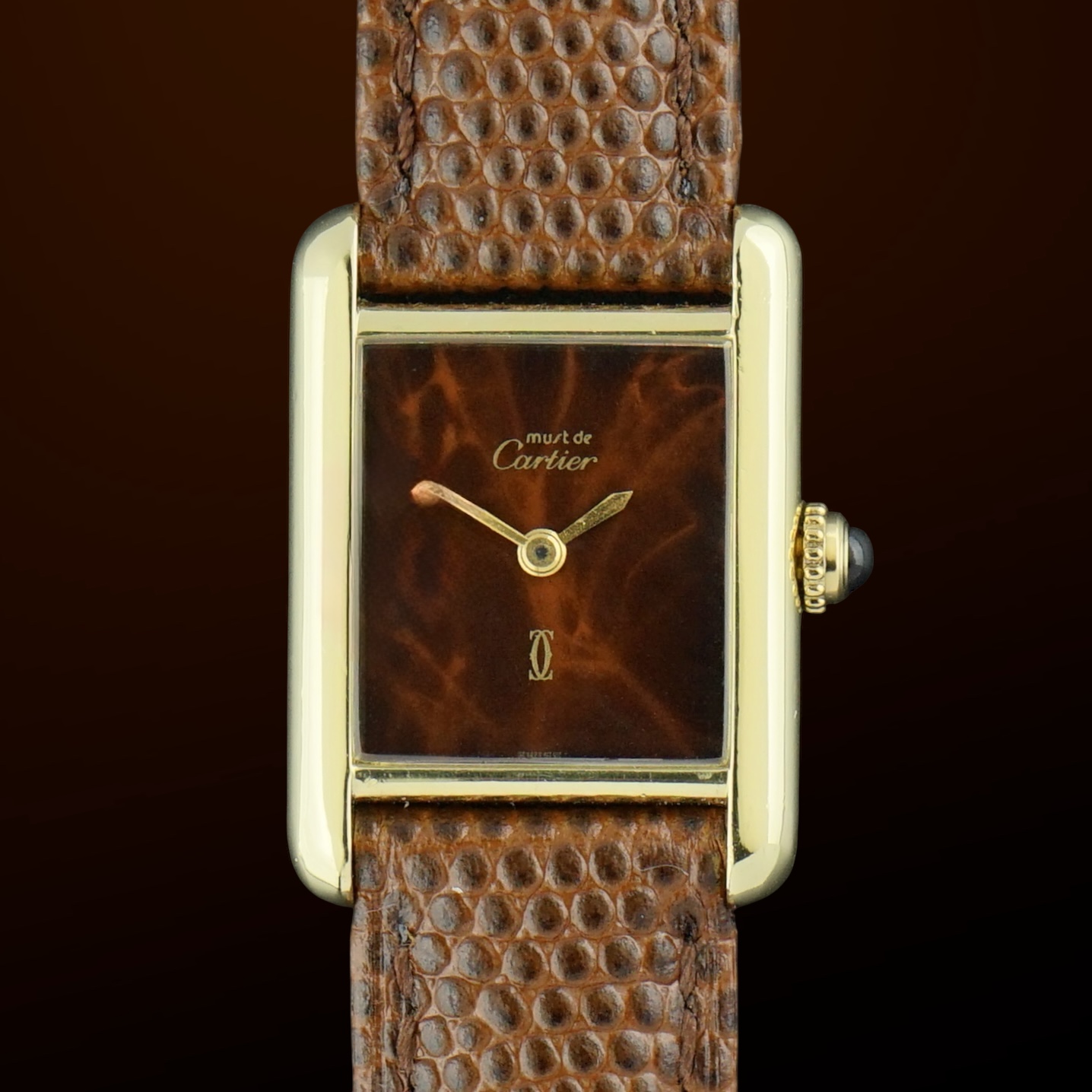 Vintage Cartier Tank Vermeil SM Manual Wind Wood Dial 20,5mm - 1990s