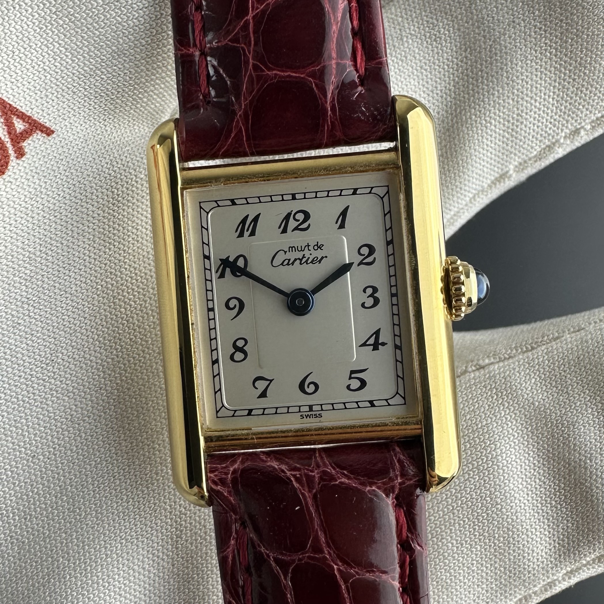 Vintage Cartier Tank Vermeil SM Arabic Numerals dial Quartz 5057001 - 20,5mm - 1990s
