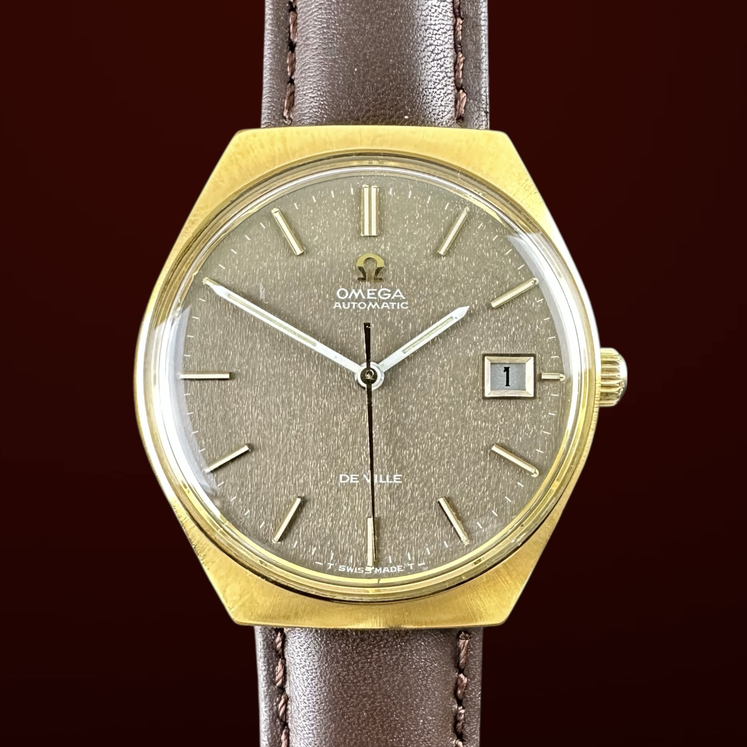 Vintage Omega De Ville Brown Dial Gold Plated 166.051 - 34,5mm - 1970