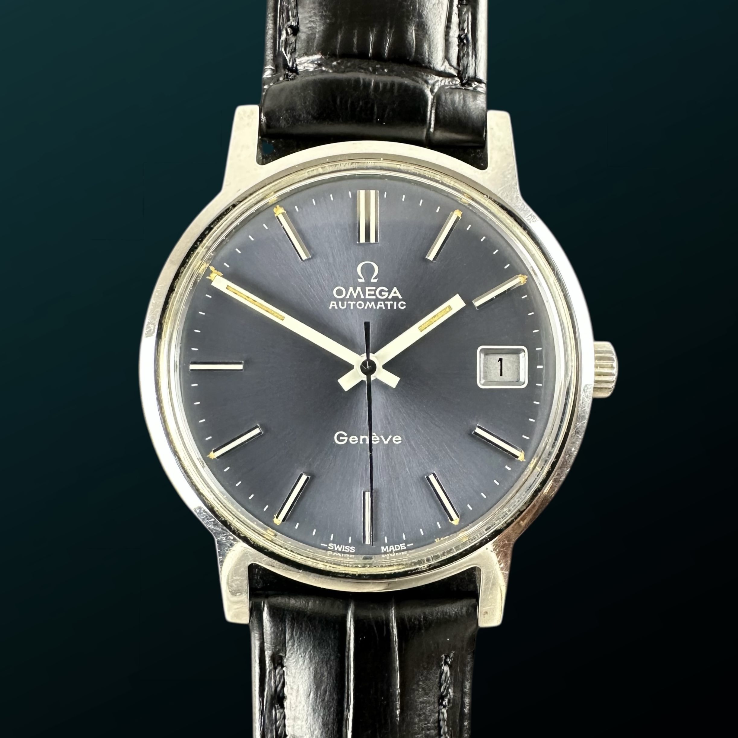 Vintage Omega Genève Blue Tritium dial Automatic 166.0163 - 35mm - 1972