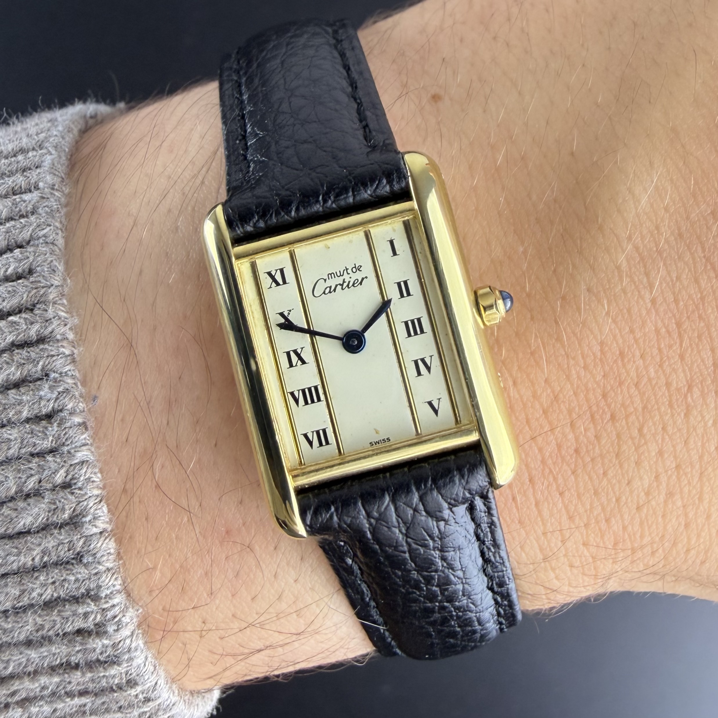 Vintage Cartier Tank Vermeil SM Lady Ivory dial 366001 - 20,5mm - 1990s