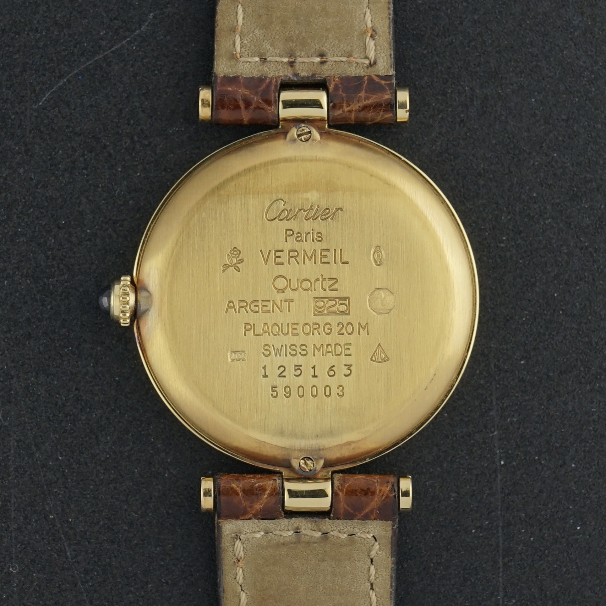 Vintage Cartier Vendome Vermeil LM Roman Numerals 590003 - 30mm - 1990