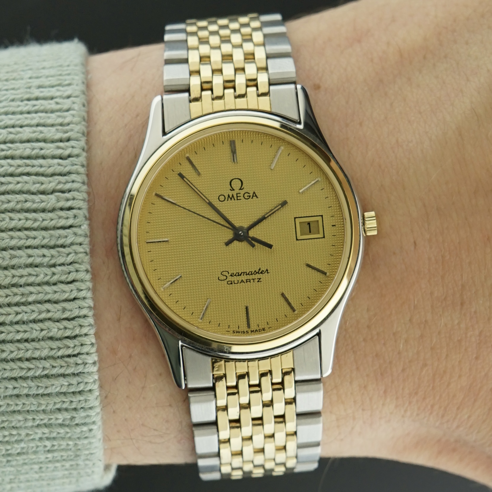 Vintage Omega Seamaster Brest Two-Tone Quartz 196.0251 / 396.1010 - 33mm - 1982 FULL SET