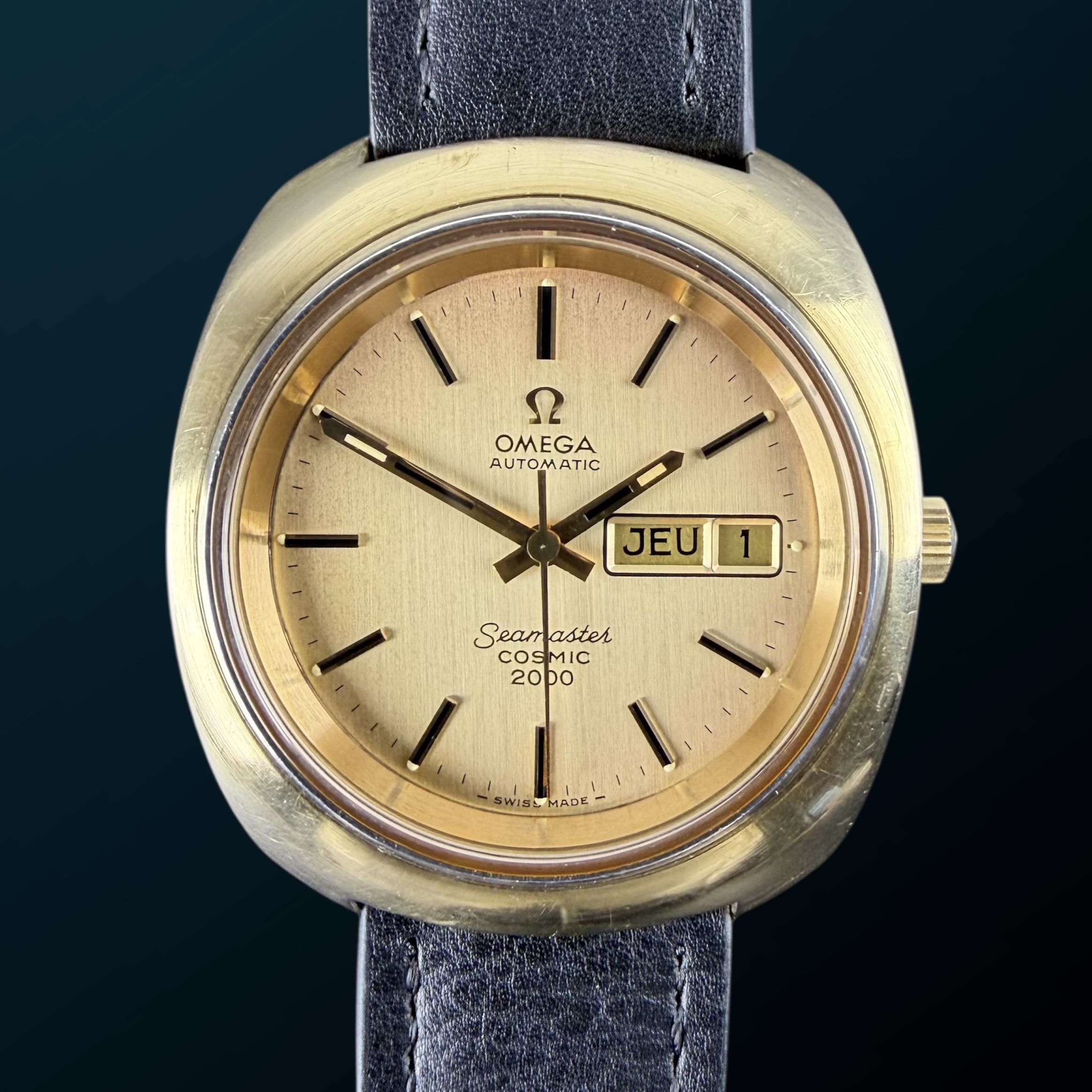 Vintage Omega Seamaster Cosmic 2000 DayDate Cushion case 166.133 - 39mm - 1973