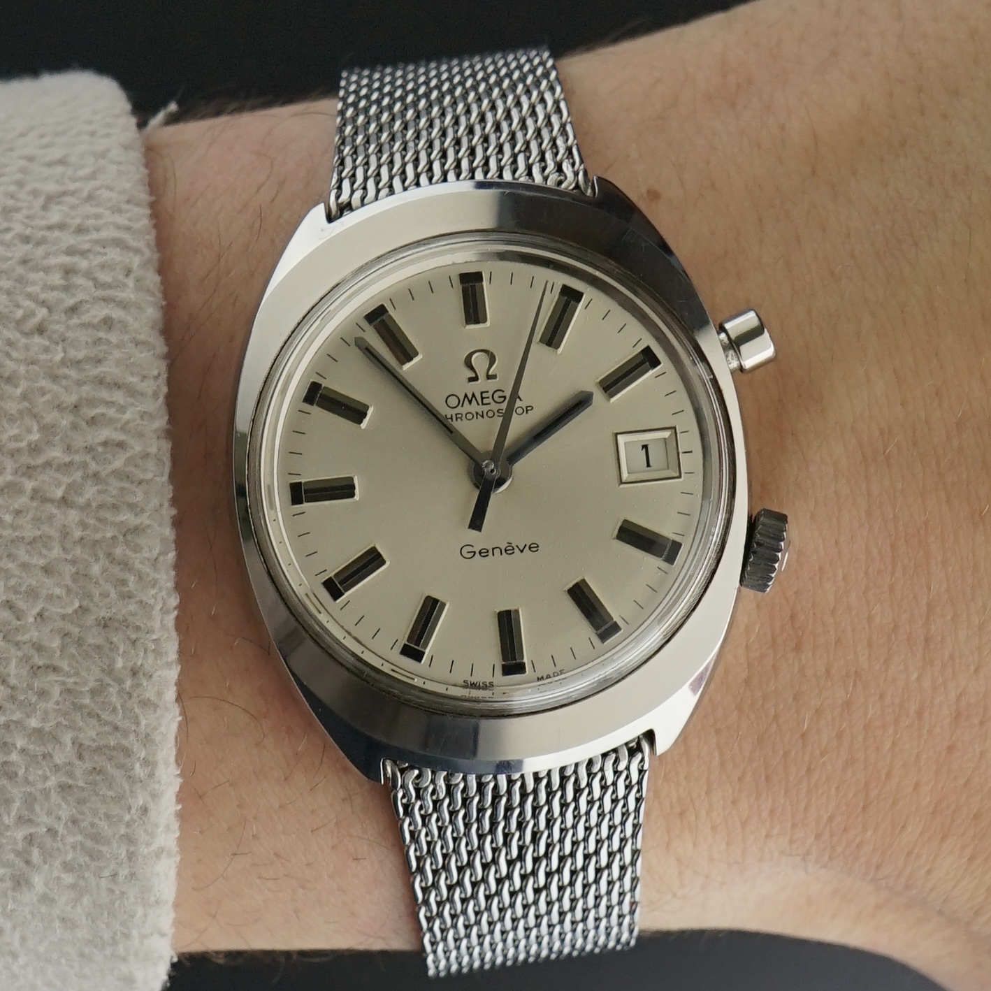 Vintage Omega Genève Chronostop White Dial Cal. 920 - 146.009 / 146.010 - 35mm - 1969