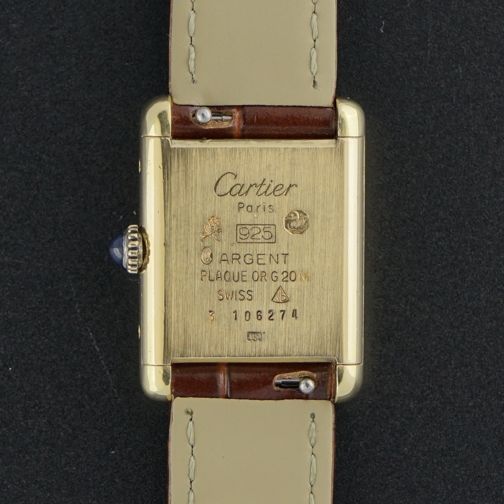 Vintage Cartier Tank Vermeil SM Wood dial Manual Wind 20,5mm - 1990s