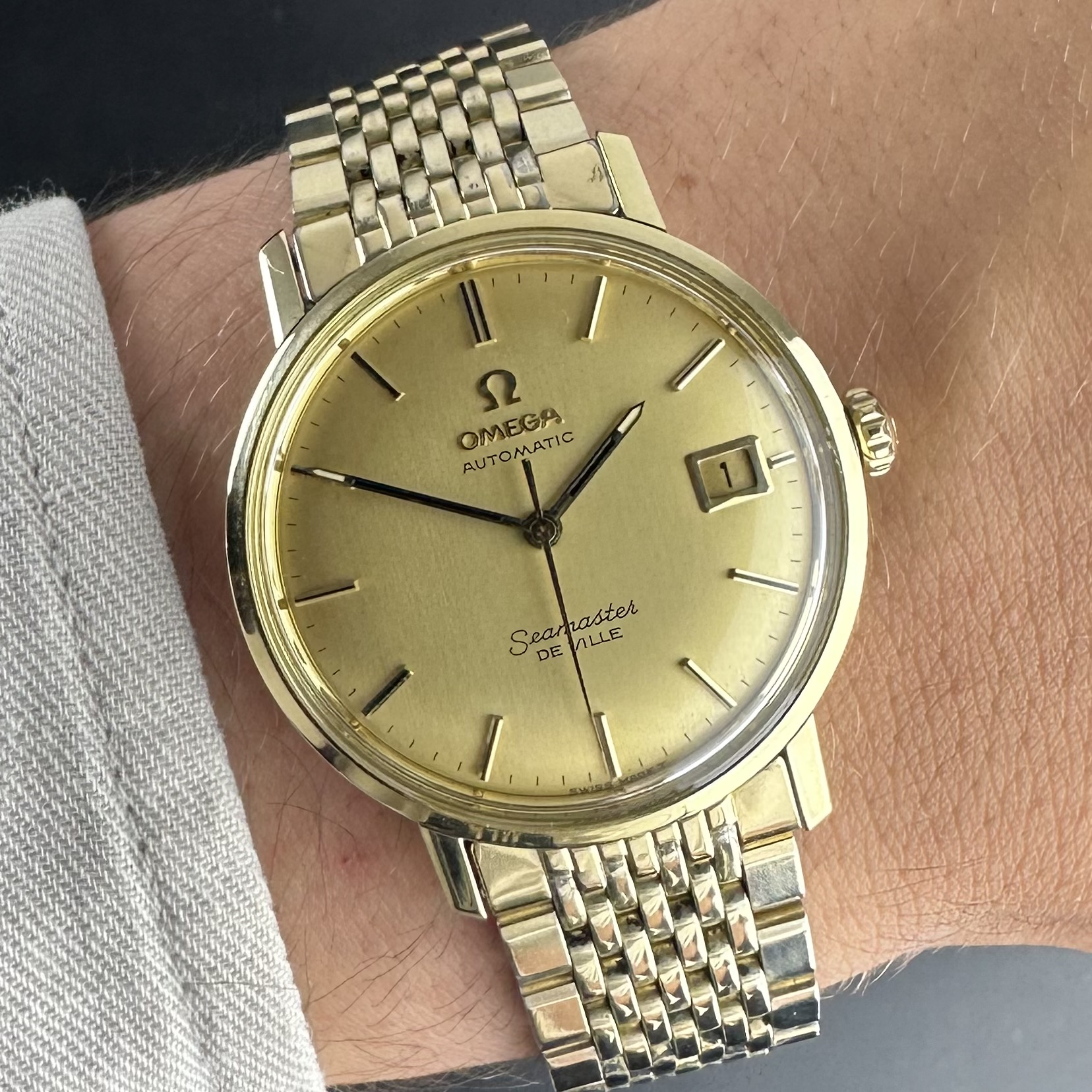 Vintage Omega Seamaster De Ville Gold Plated Champagne on BOR 166.020 - 34,5mm - 1966