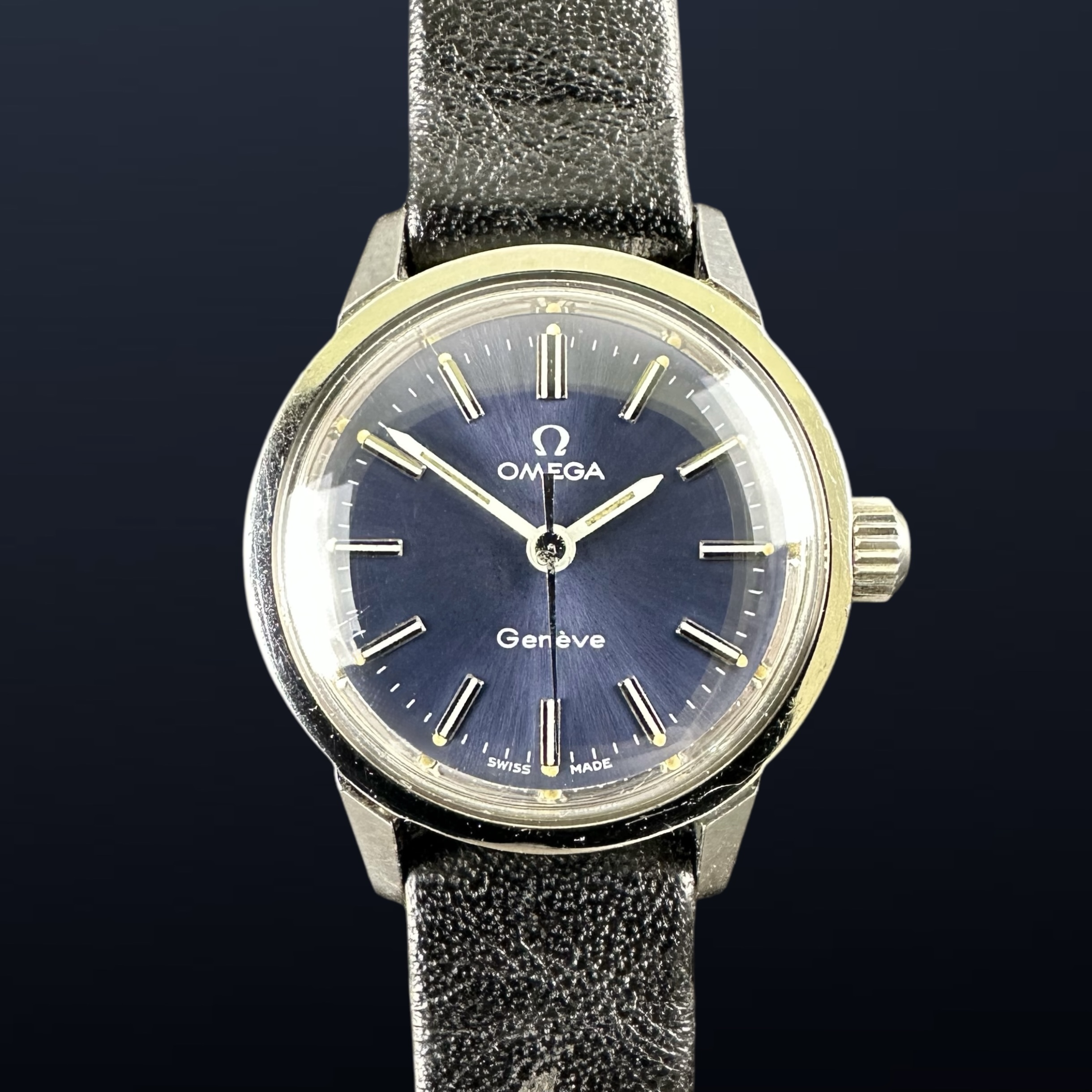 Vintage Omega Genève Lady Blue Dial Manual Wind 535.025 - 22mm - 1971 + Box