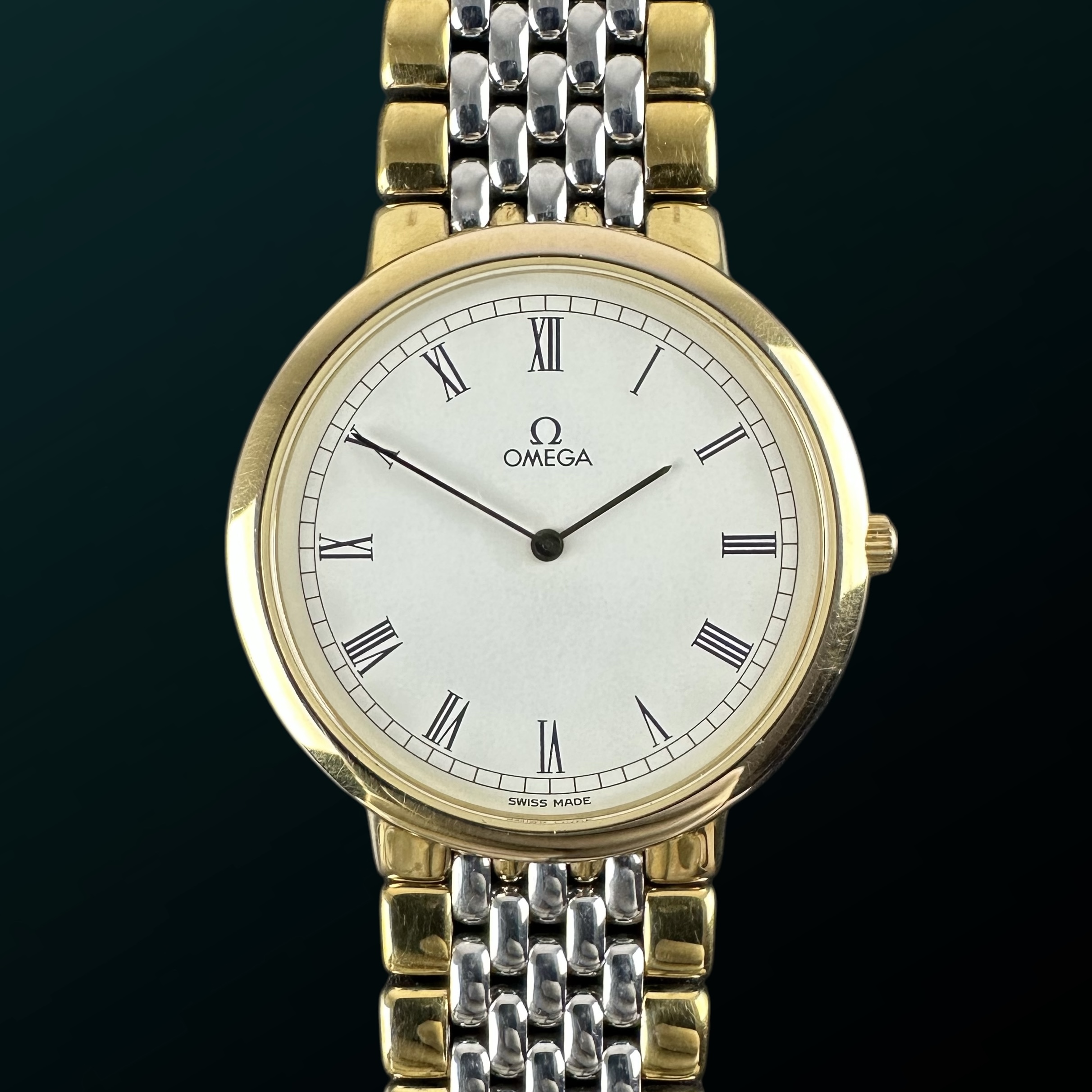 Vintage Omega De Ville “Ile de France” Roman 395.0875.2 - 32,5mm - 1991 + Box Papers