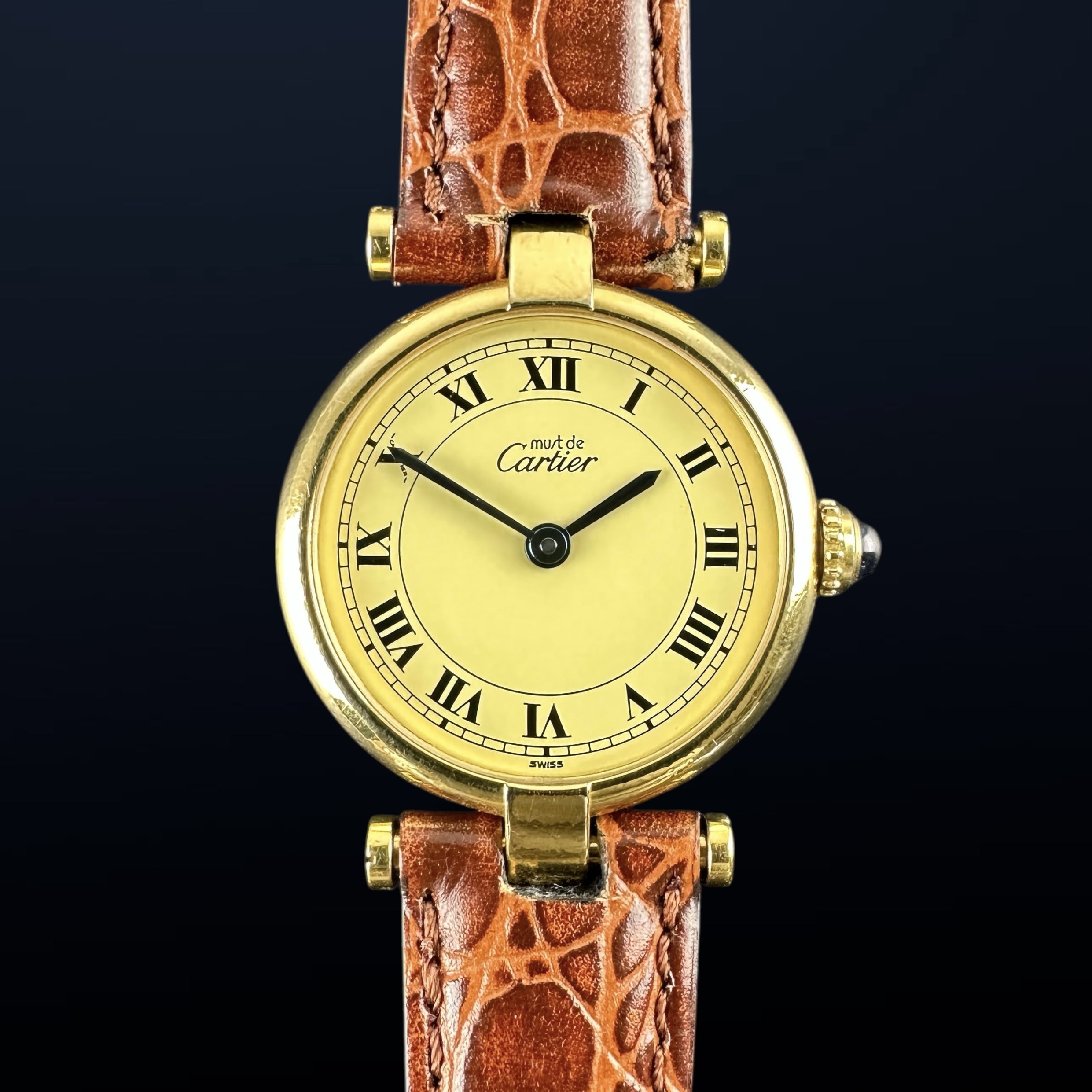 Vintage Cartier Vendome Mantel Roman Dial SM Lady 590004 - 24mm - 1990s