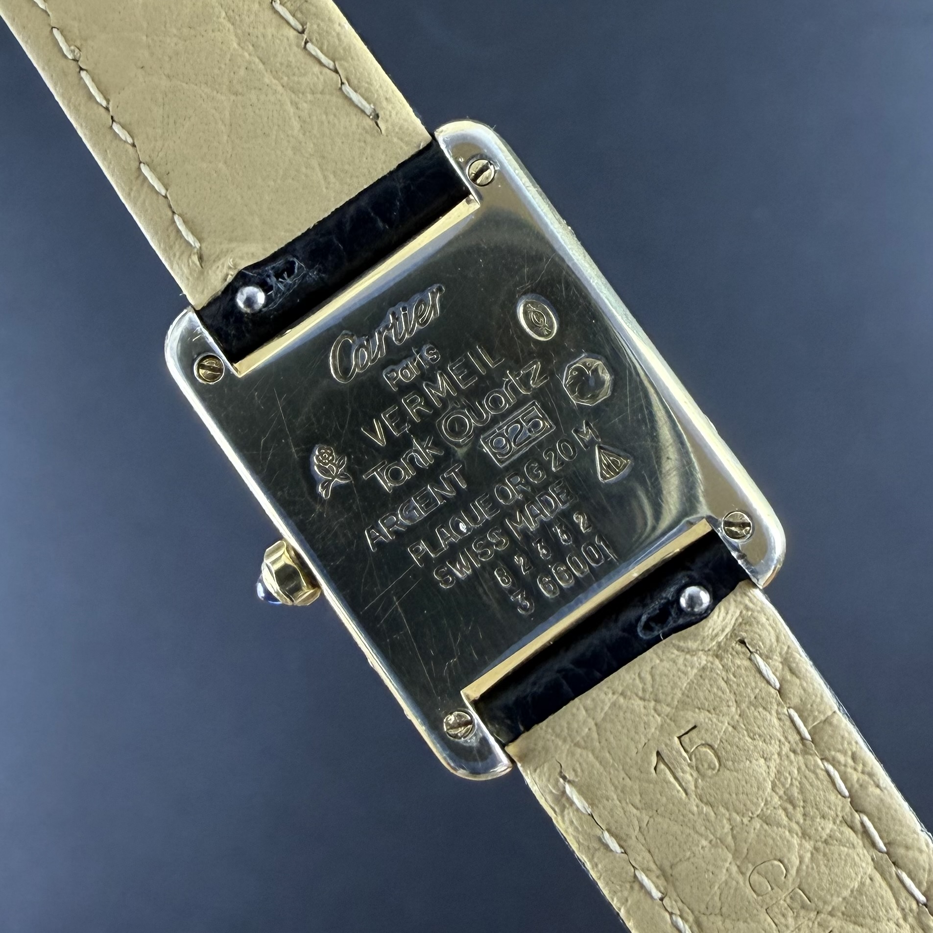 Vintage Cartier Tank Vermeil SM Lady Ivory dial 366001 - 20,5mm - 1990s
