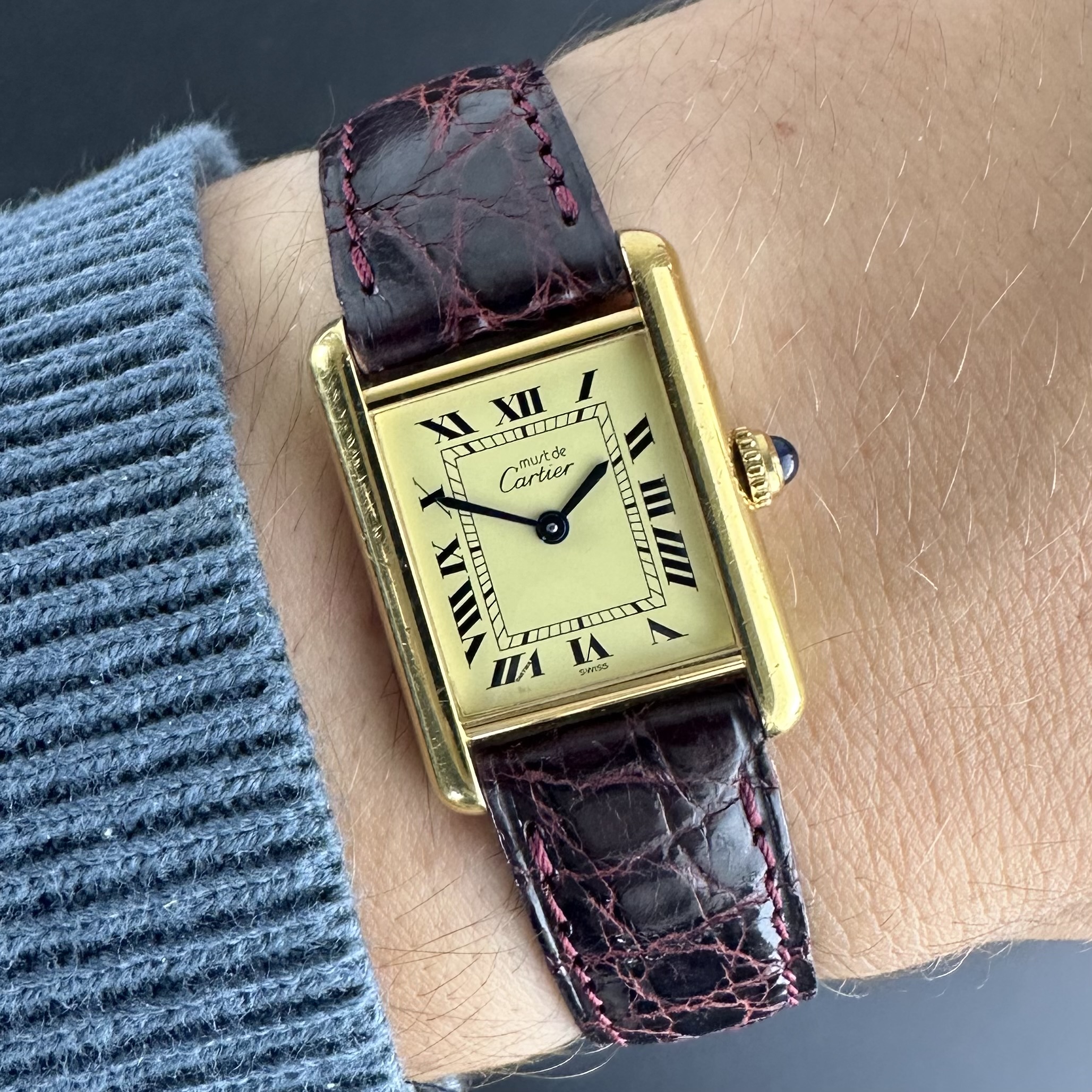 Vintage Cartier Tank Vermeil SM Lady Roman Dial 5057001 - 20,5mm - 1990s