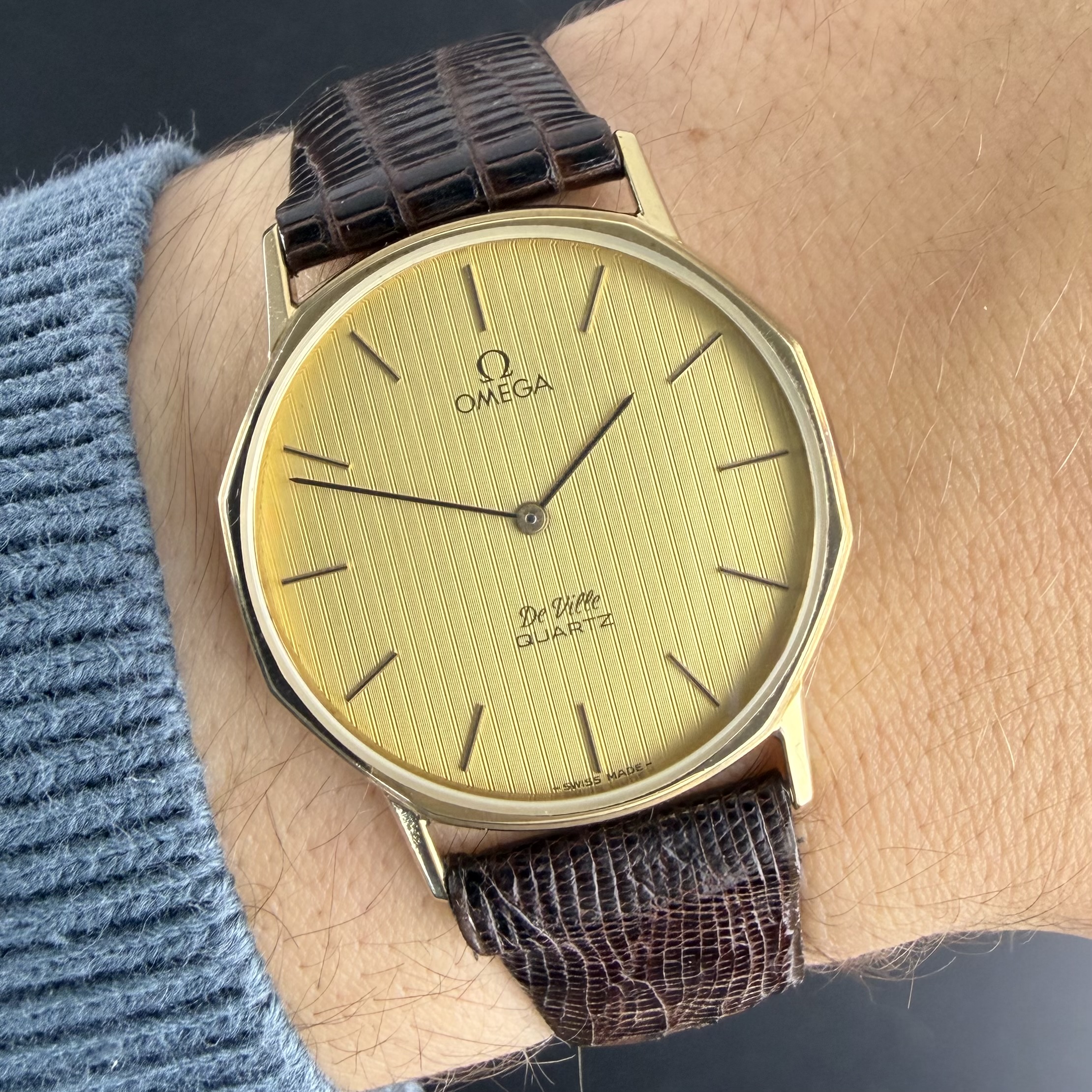 Vintage Omega De Ville Quartz 10k Gold Filled Full Original Set 195.3002 - 32mm - 1979