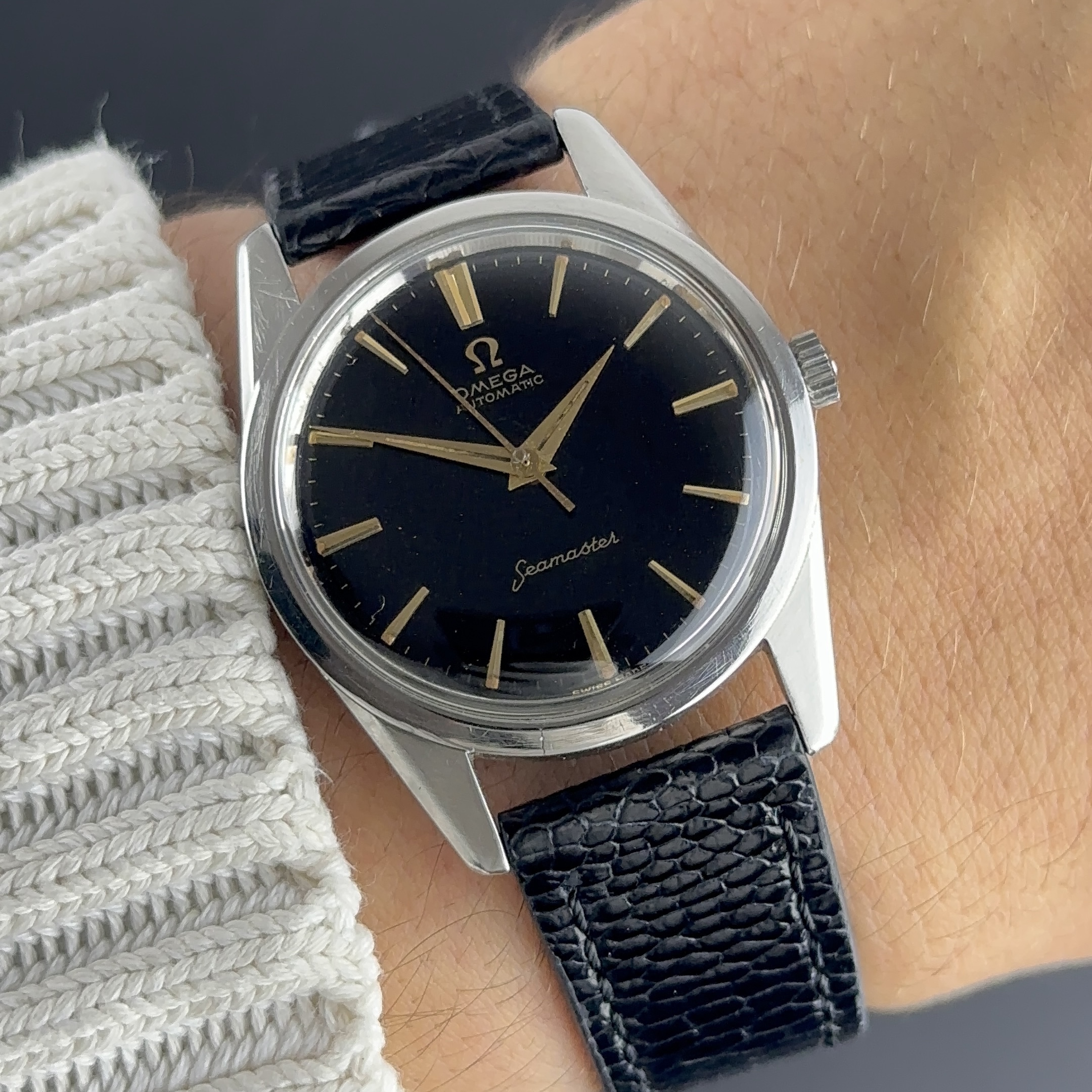 Vintage Omega Seamaster Black Gilt dial Automatic 166.002 - 33,5mm - 1961