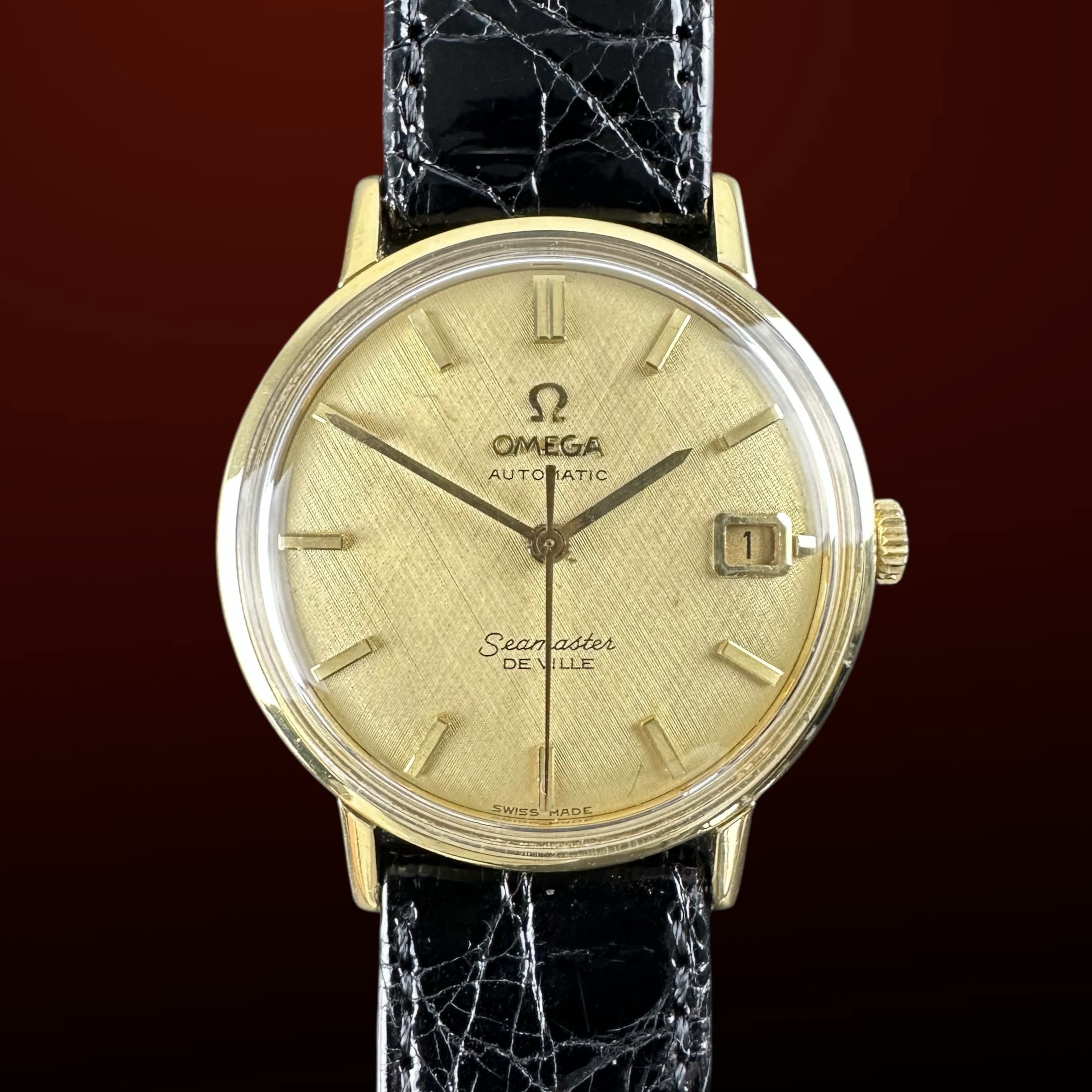 Vintage Omega Seamaster De Ville Linen dial 18k Solid Yellow 166.020 SC - 34,5mm - 1966
