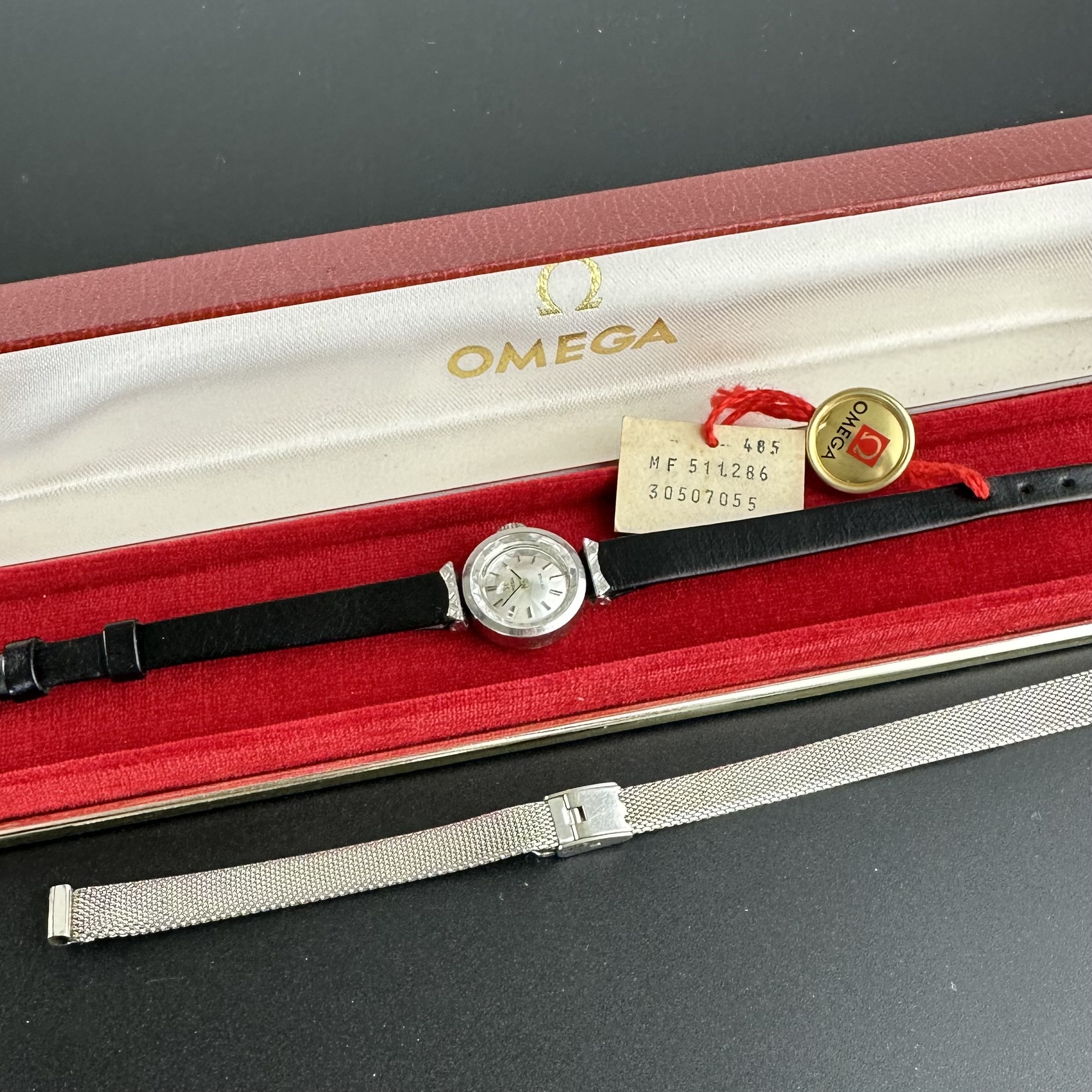 Vintage Omega De Ville Lady White Gold Plated 511.286 - 17,5mm - 1970 Box Tags