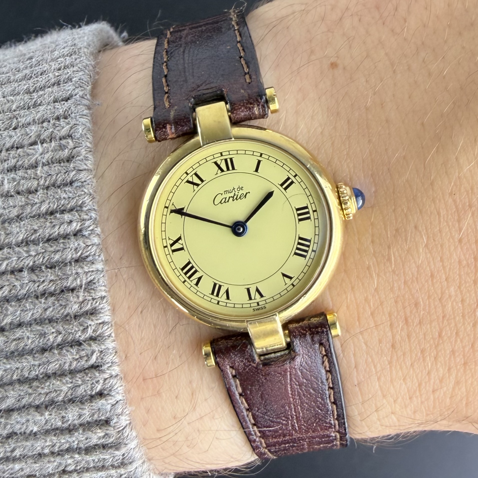 Vintage Cartier Mantel Vendome Tank Vermeil Must SM Lady 590004 - 24mm - 1990s