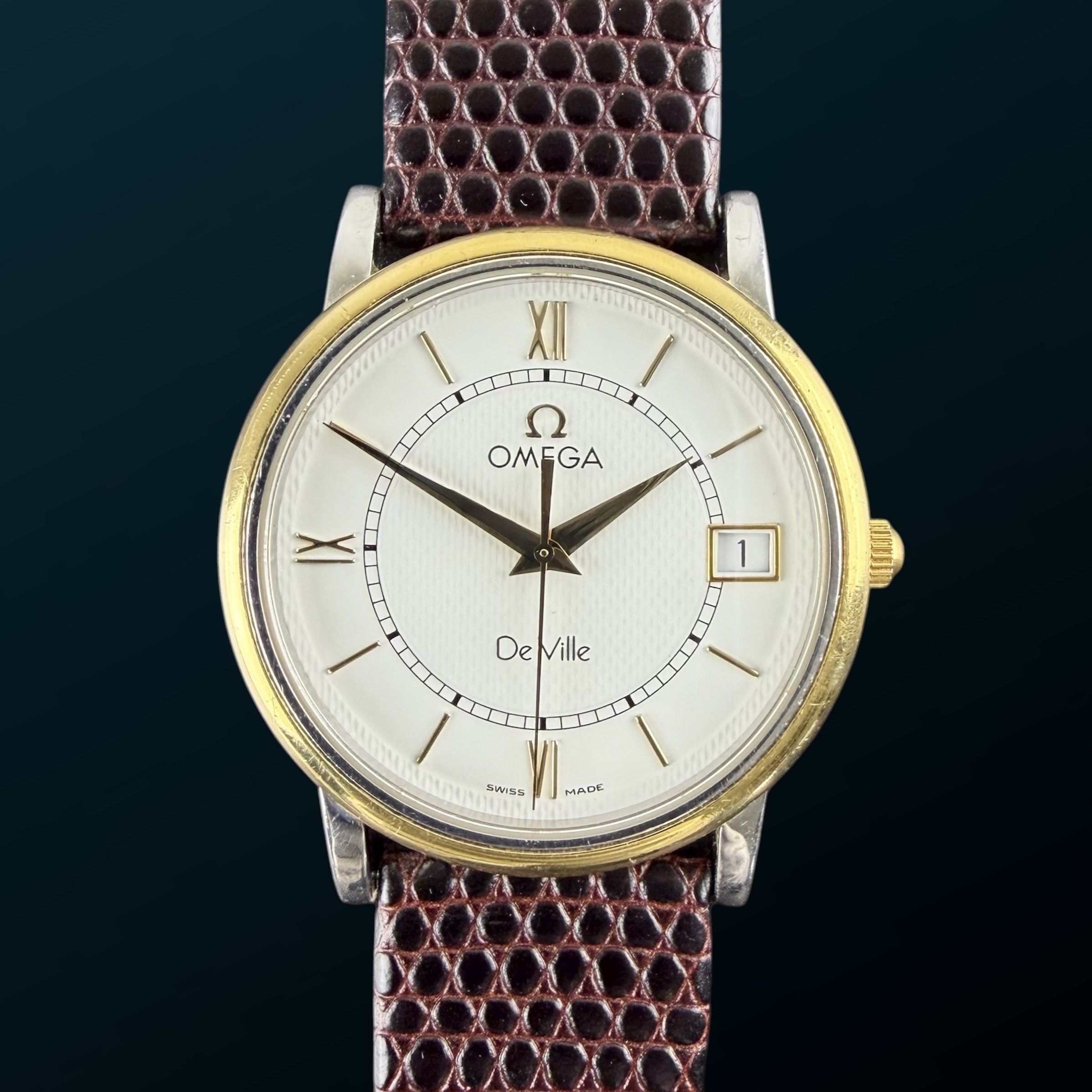 Vintage Omega De Ville Quartz 18k Solid Yellow Gold Bezel 196.2532 - 33mm - 1998 Box Papers