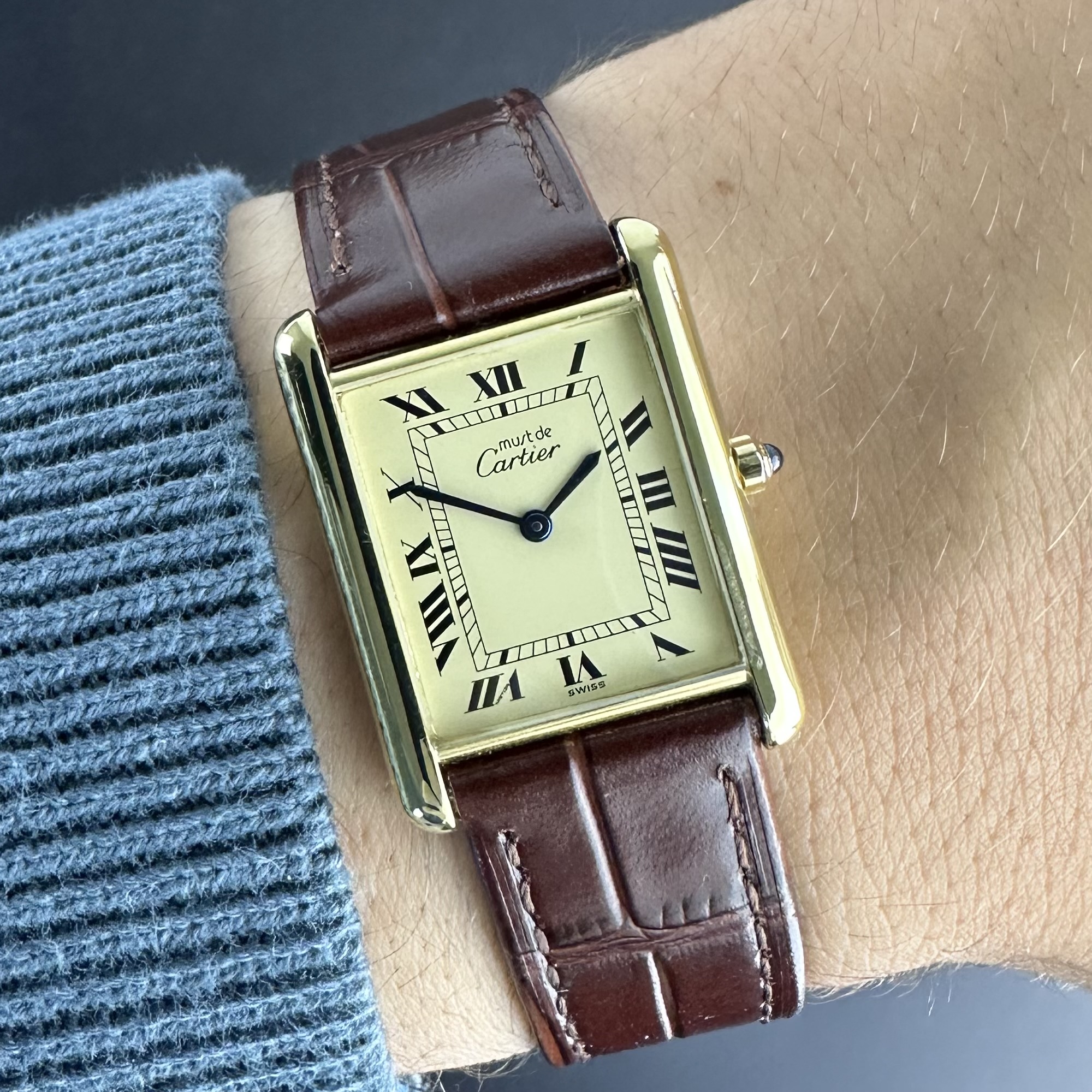 Vintage Cartier Tank Vermeil LM Large Quartz 681008 - 23mm - 1990s + Box Papers