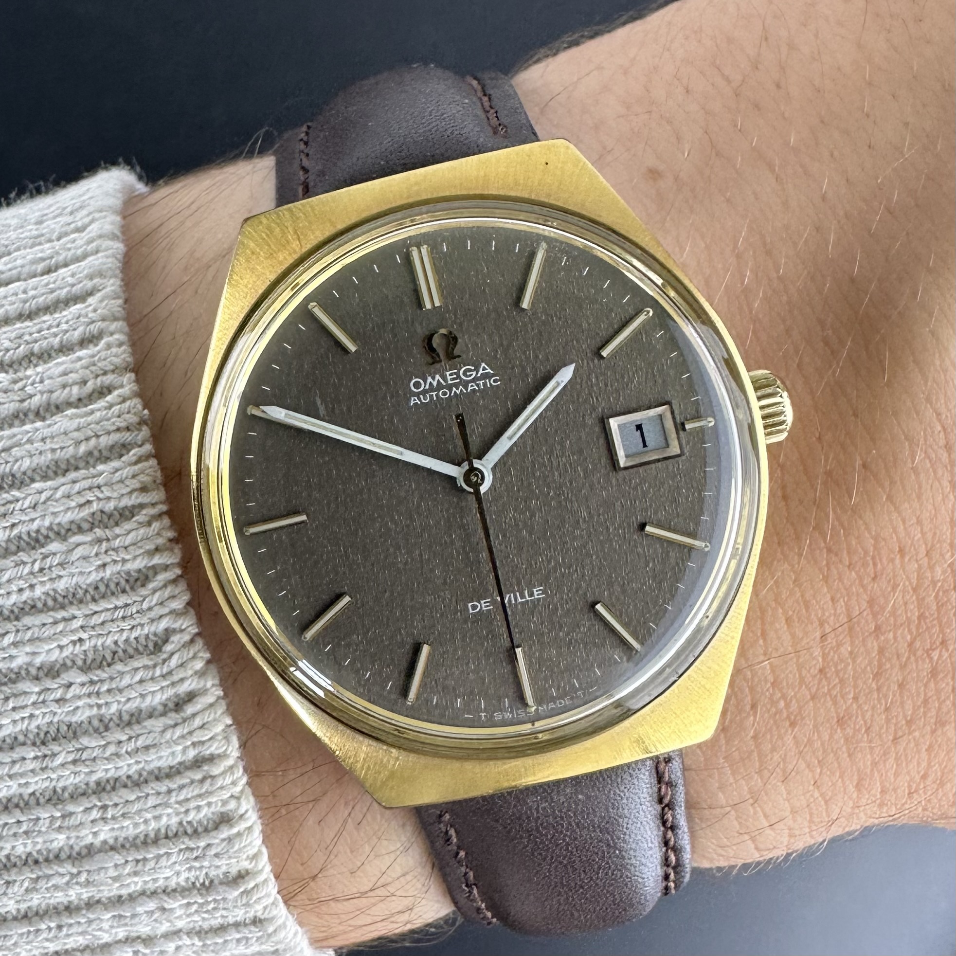 Vintage Omega De Ville Brown Dial Gold Plated 166.051 - 34,5mm - 1970